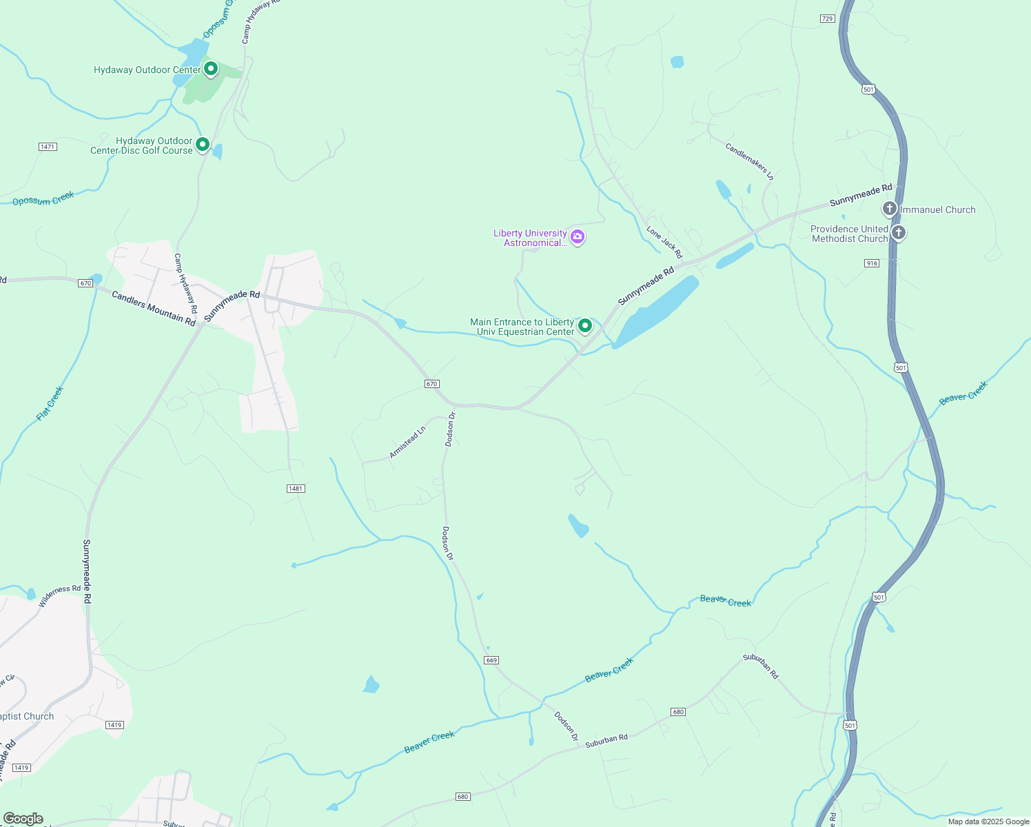 map of restaurants, bars, coffee shops, grocery stores, and more near 745 Mabel Lane in Rustburg