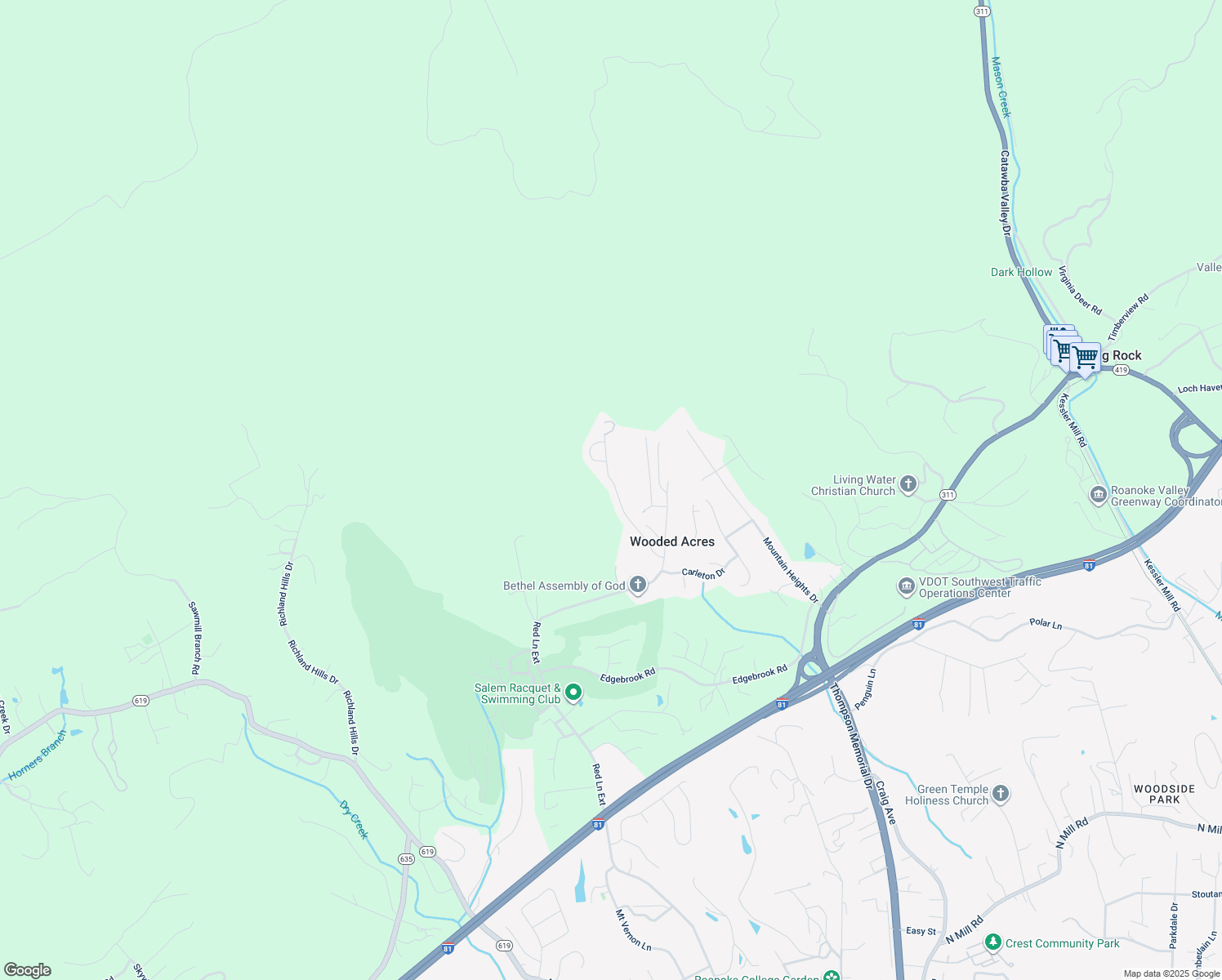 map of restaurants, bars, coffee shops, grocery stores, and more near 1798 Connors Run in Salem