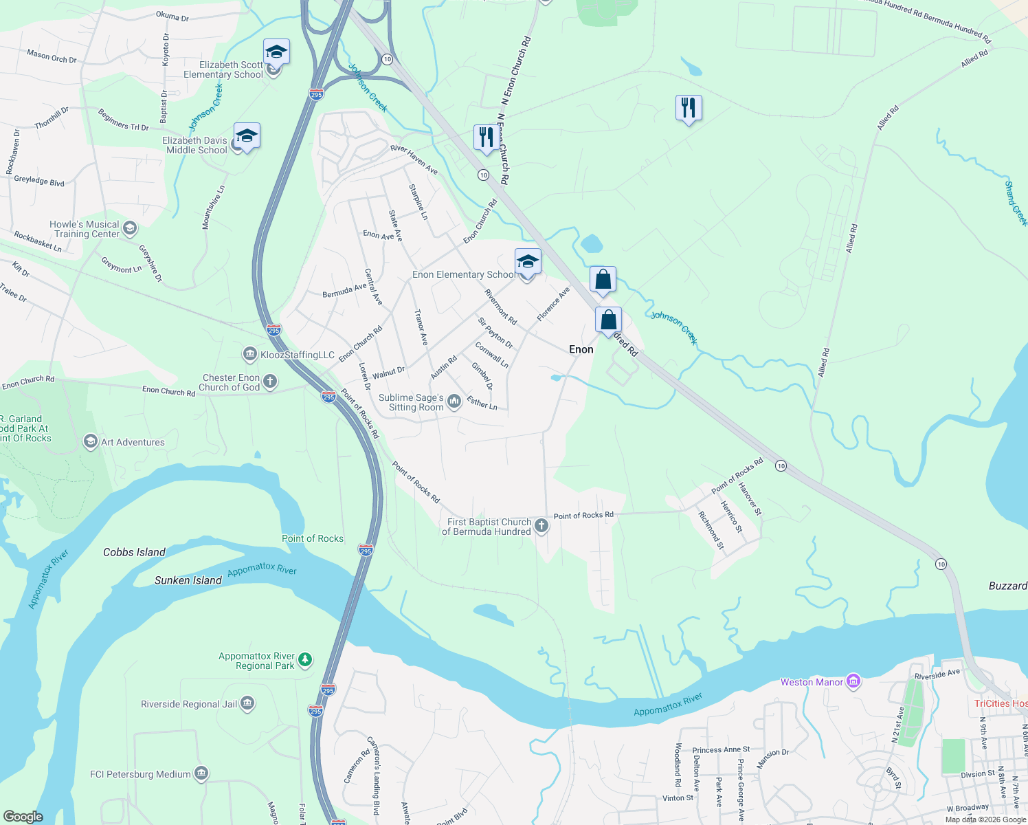 map of restaurants, bars, coffee shops, grocery stores, and more near 1521 Florence Avenue in Chester