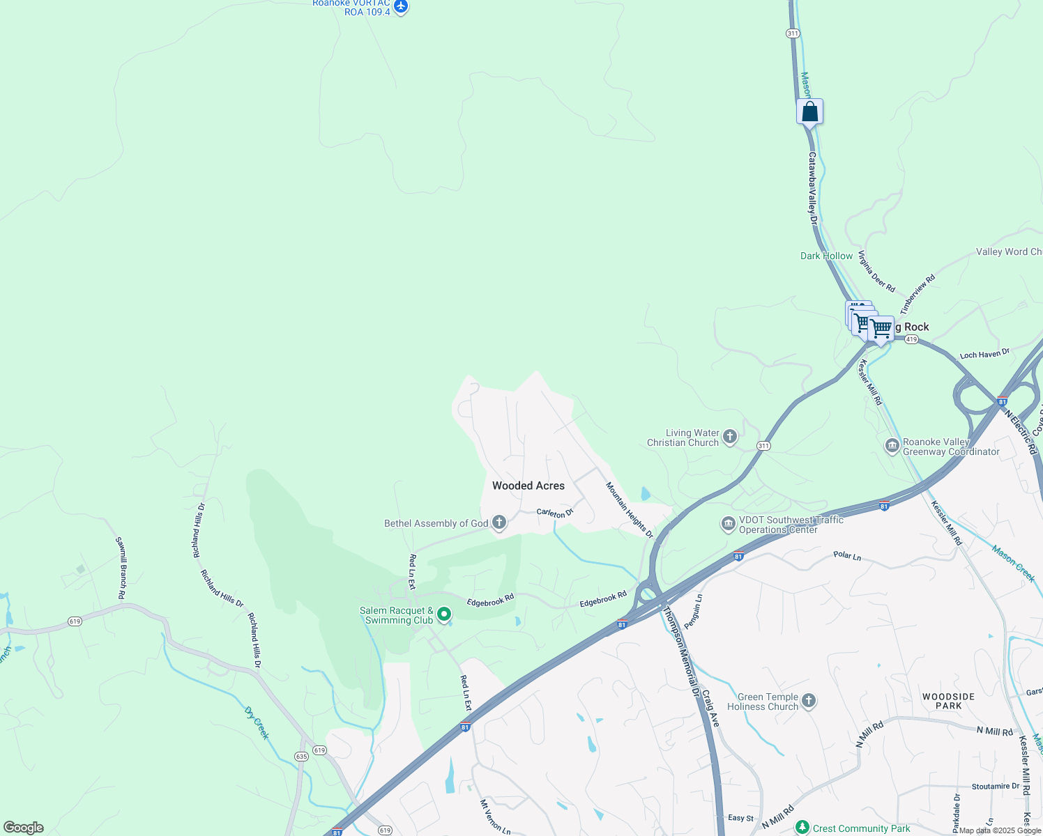 map of restaurants, bars, coffee shops, grocery stores, and more near 2059 Tula Drive in Salem