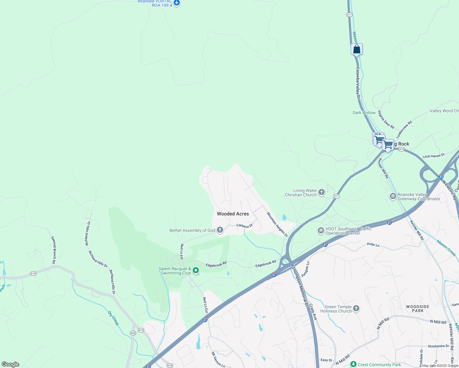 map of restaurants, bars, coffee shops, grocery stores, and more near 2059 Tula Drive in Salem