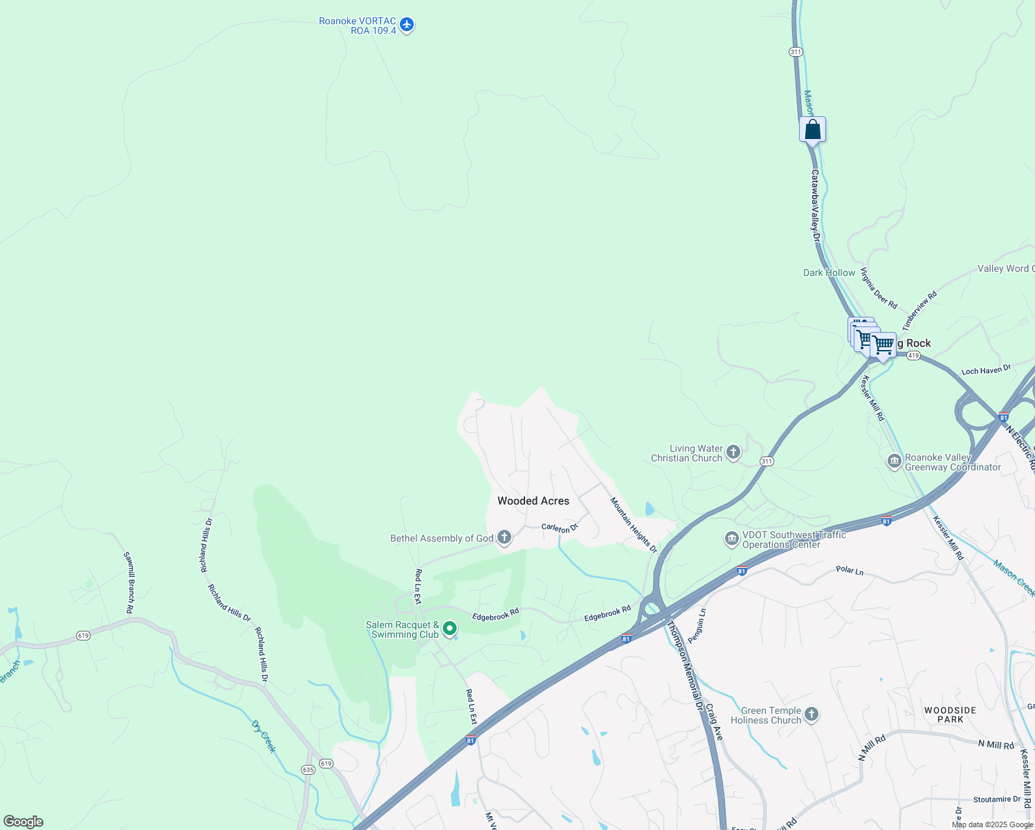 map of restaurants, bars, coffee shops, grocery stores, and more near 2094 Tula Drive in Salem