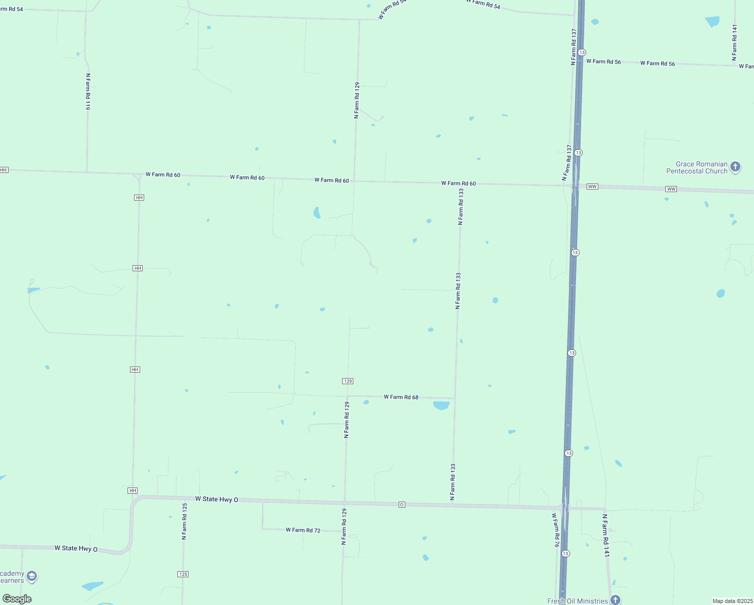 map of restaurants, bars, coffee shops, grocery stores, and more near 7044 North Flinthill Lane in Springfield