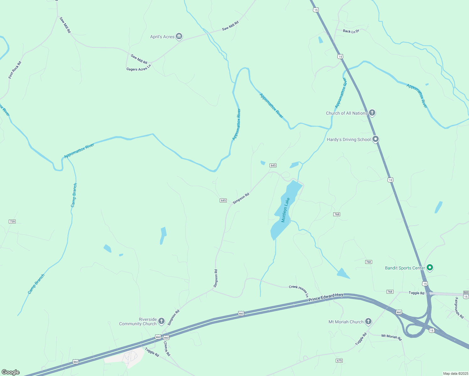 map of restaurants, bars, coffee shops, grocery stores, and more near 1285 Simpson Road in Prospect