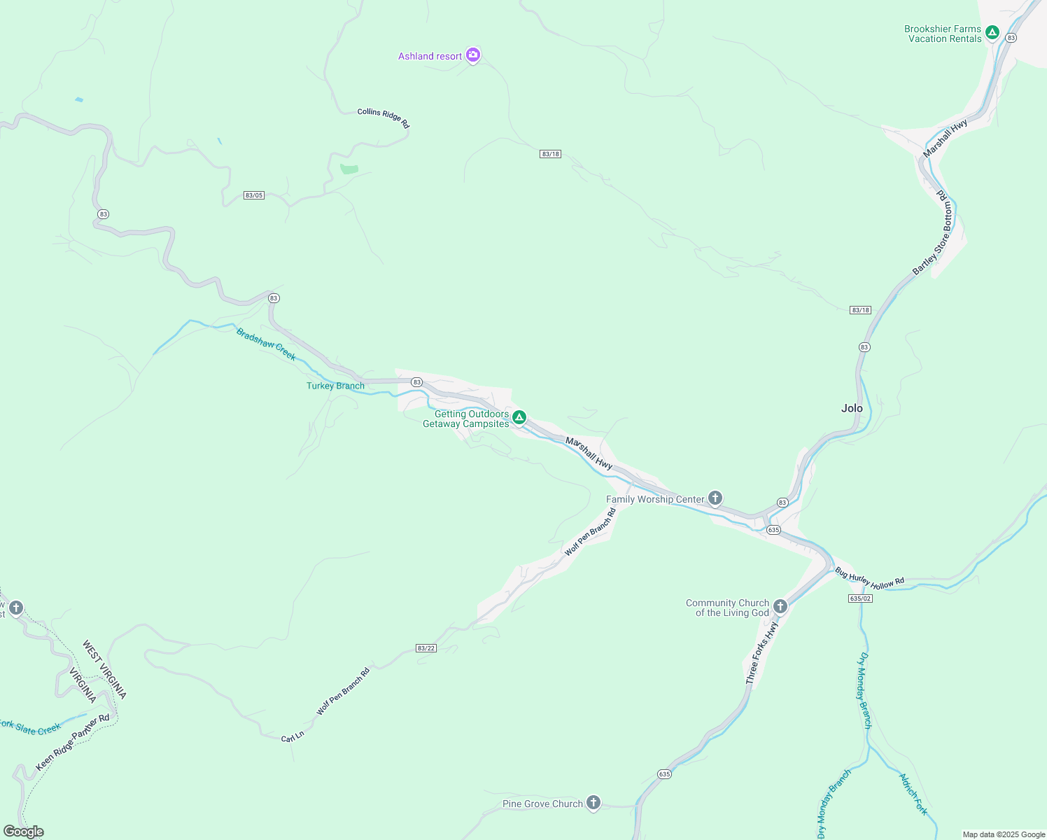 map of restaurants, bars, coffee shops, grocery stores, and more near West Virginia 83 in Paynesville