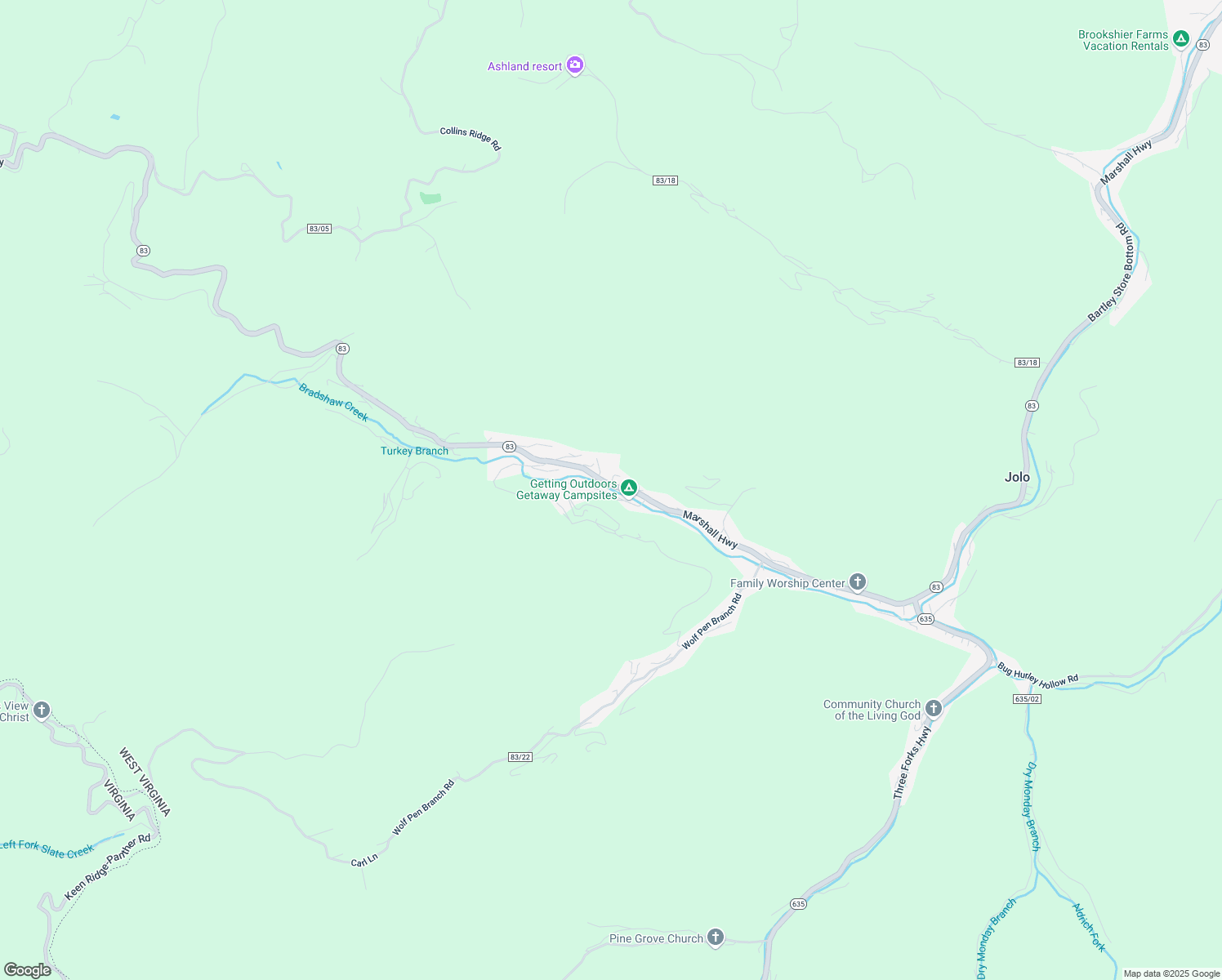 map of restaurants, bars, coffee shops, grocery stores, and more near West Virginia 83 in Paynesville
