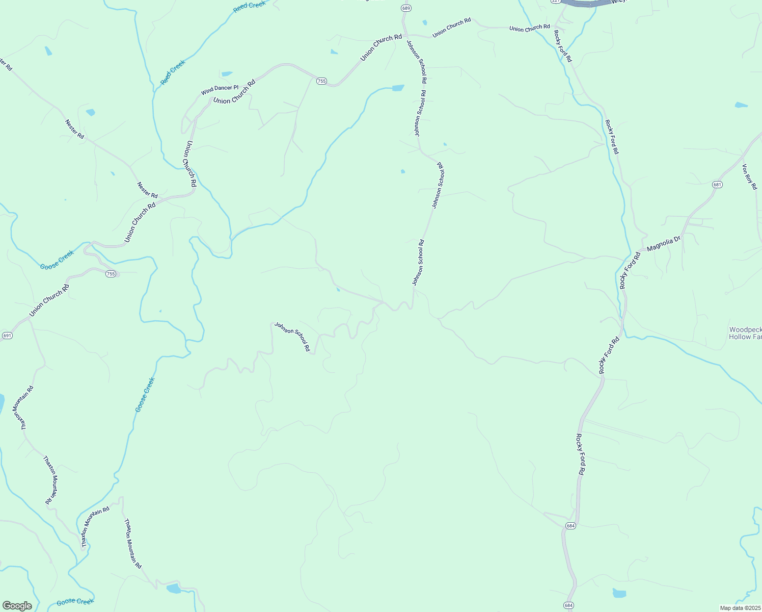 map of restaurants, bars, coffee shops, grocery stores, and more near 2740 Johnson School Road in Thaxton
