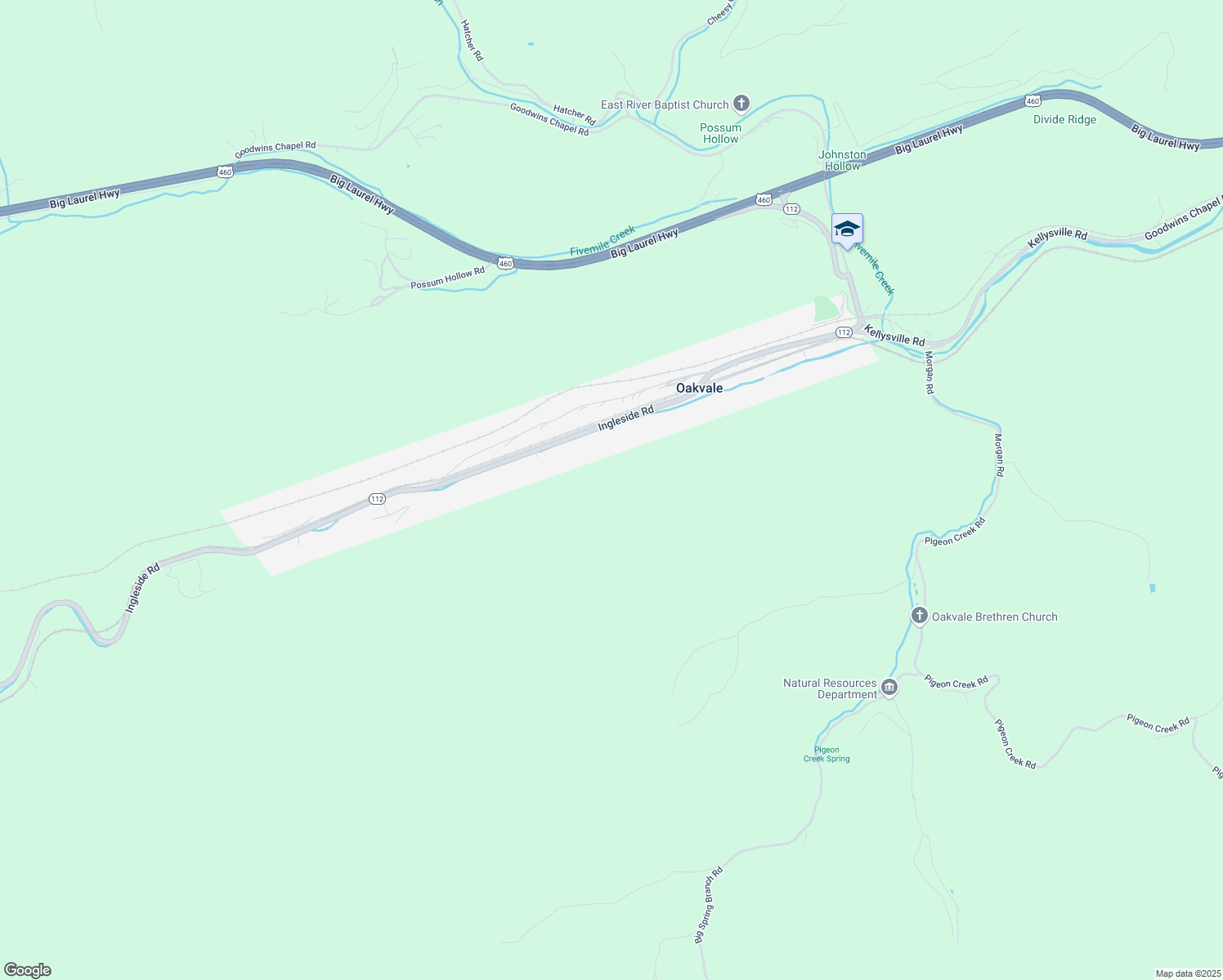 map of restaurants, bars, coffee shops, grocery stores, and more near Ingleside Road in Oakvale