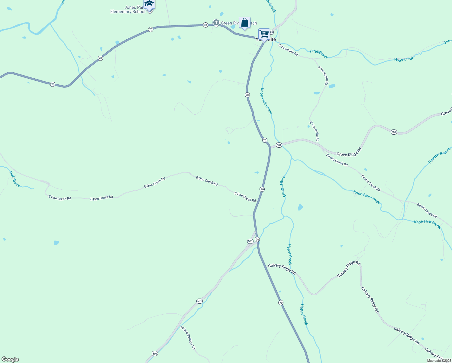 map of restaurants, bars, coffee shops, grocery stores, and more near 148-1438 East Doe Creek Road in Liberty