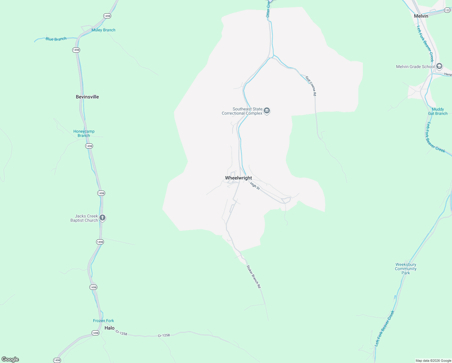 map of restaurants, bars, coffee shops, grocery stores, and more near Peach Street in Wheelwright