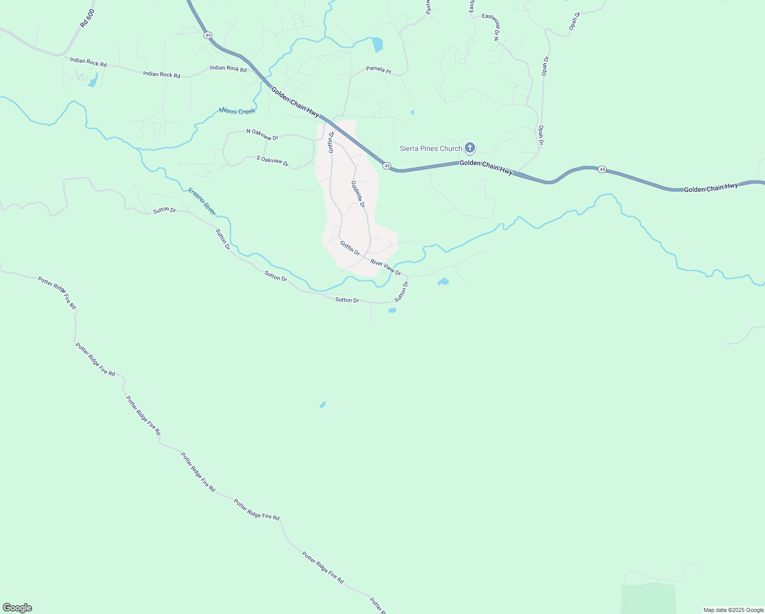 map of restaurants, bars, coffee shops, grocery stores, and more near 46066 Sutton Drive in Oakhurst