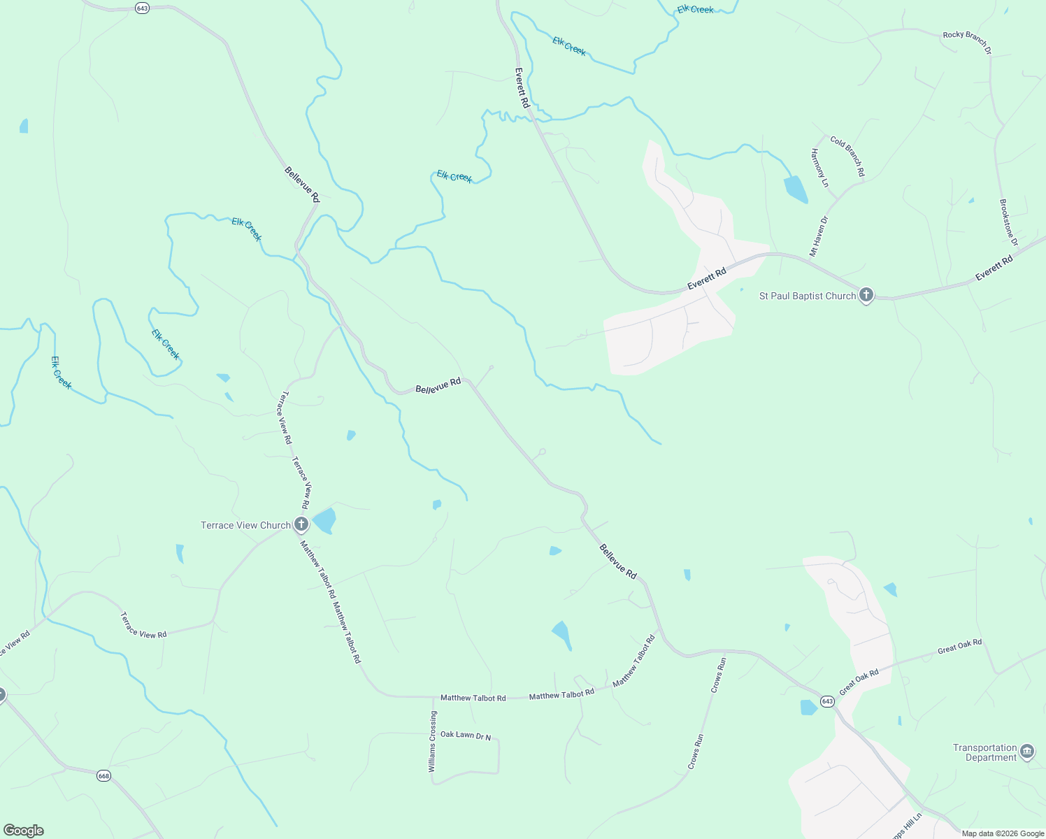 map of restaurants, bars, coffee shops, grocery stores, and more near 3471 Bellevue Road in Forest