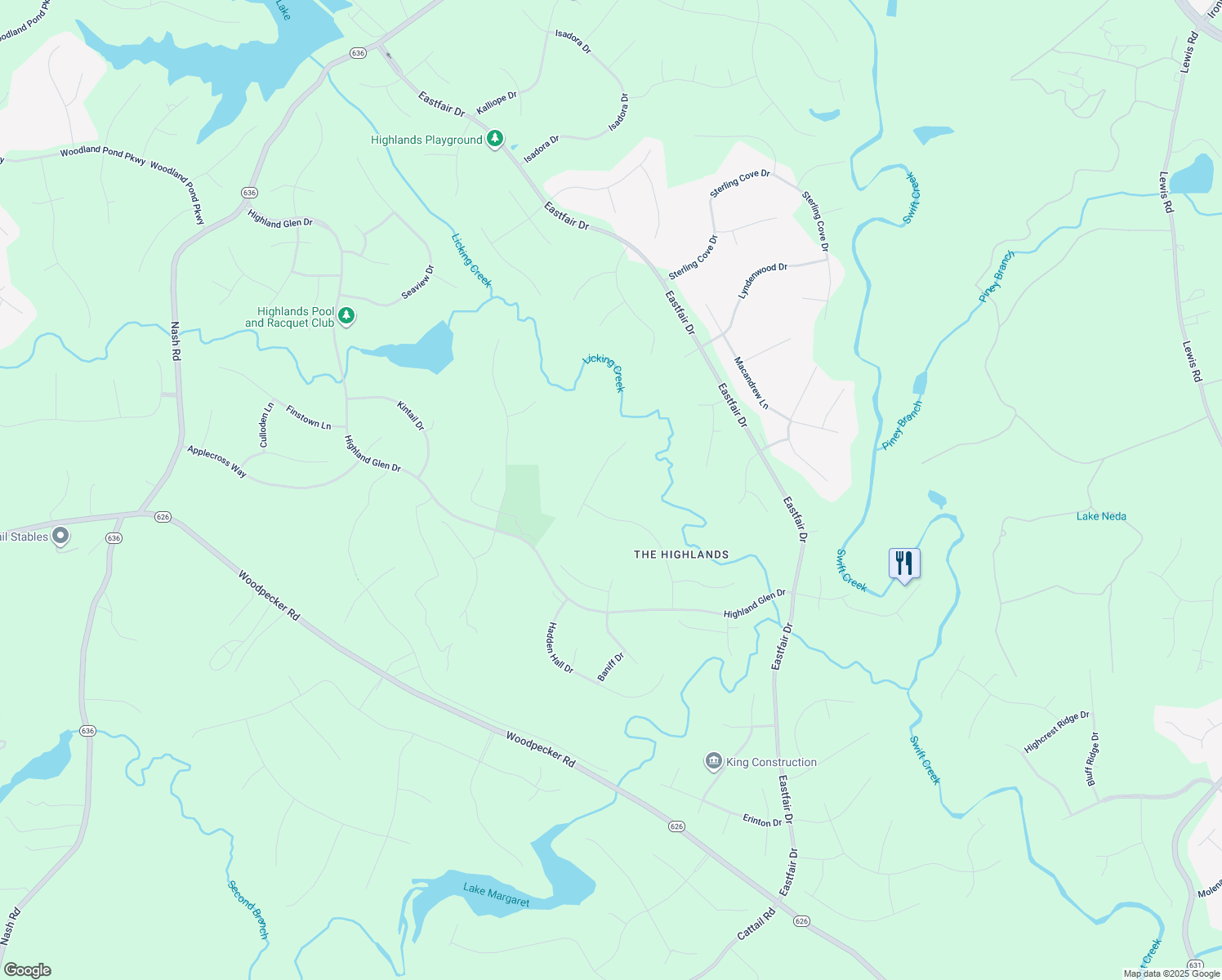 map of restaurants, bars, coffee shops, grocery stores, and more near 11831 Dunnottar Terrace in Chesterfield