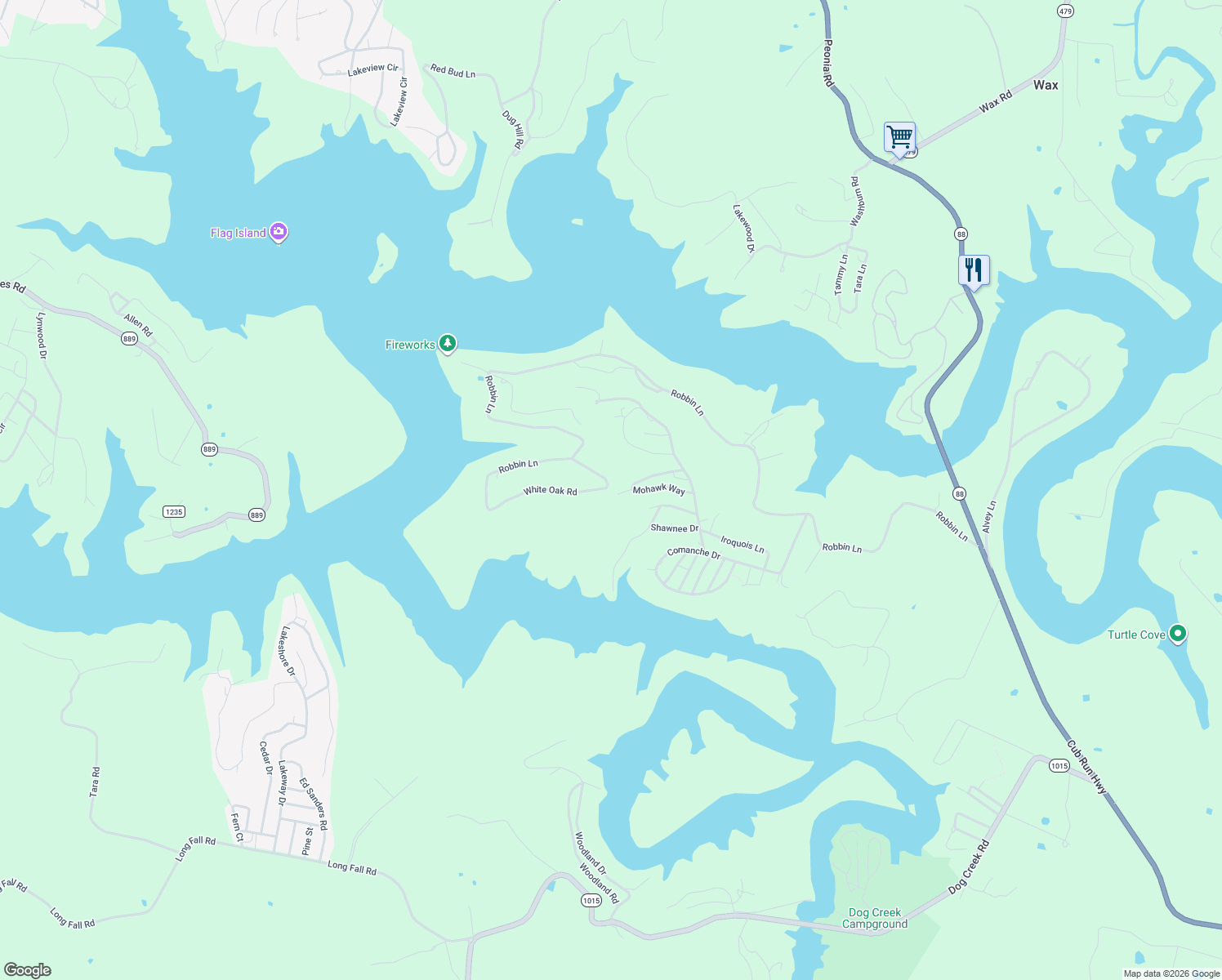 map of restaurants, bars, coffee shops, grocery stores, and more near 2407 Robbin Lane in Cub Run