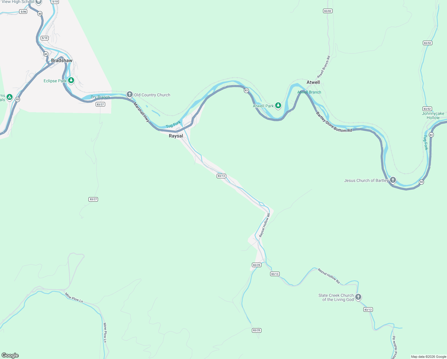 map of restaurants, bars, coffee shops, grocery stores, and more near Raysal Hollow Road in Raysal