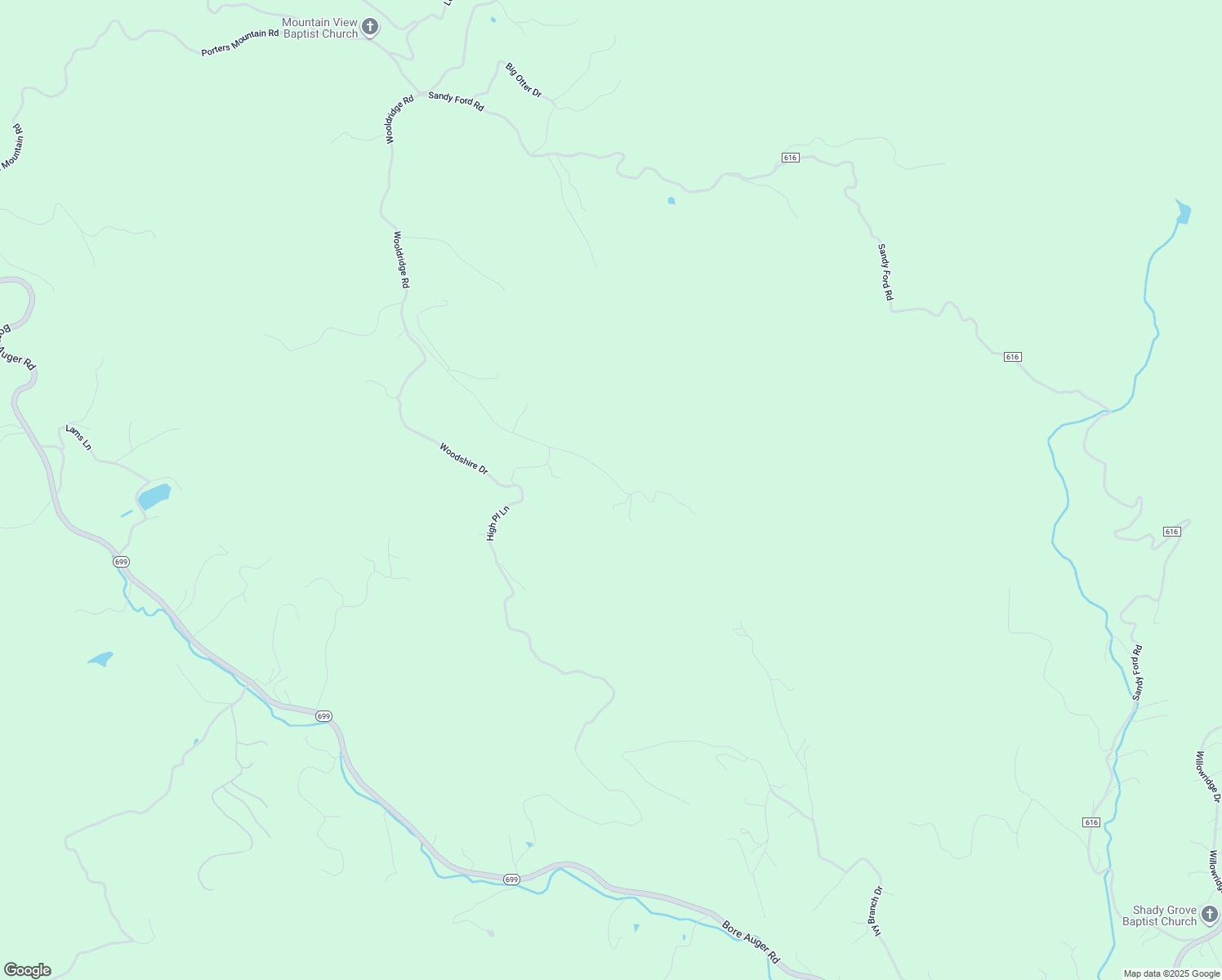 map of restaurants, bars, coffee shops, grocery stores, and more near 2069 Woodshire Drive in Blue Ridge