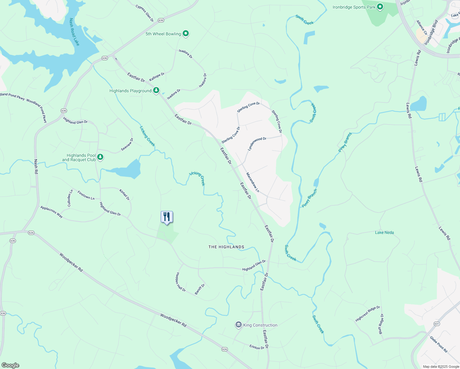 map of restaurants, bars, coffee shops, grocery stores, and more near 11412 Braidstone Lane in Chesterfield