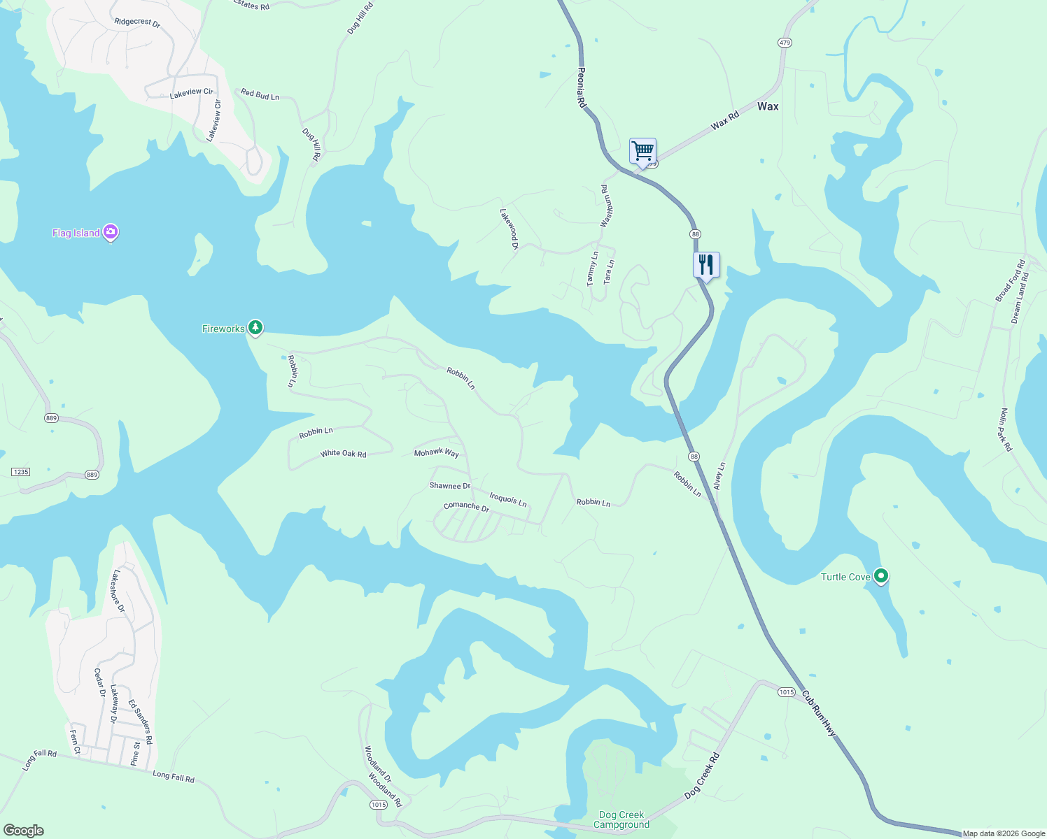 map of restaurants, bars, coffee shops, grocery stores, and more near 978 Robbin Lane in Cub Run