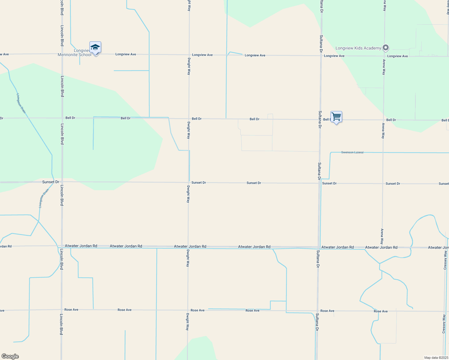 map of restaurants, bars, coffee shops, grocery stores, and more near 11842 Sunset Drive in Atwater