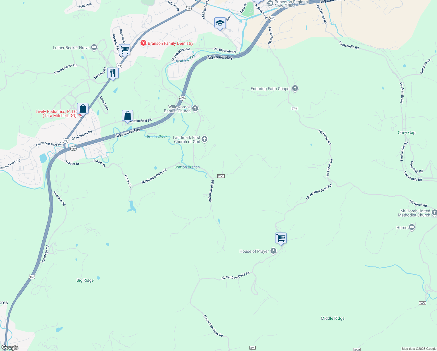 map of restaurants, bars, coffee shops, grocery stores, and more near 101-115 Belcher Lane in Princeton