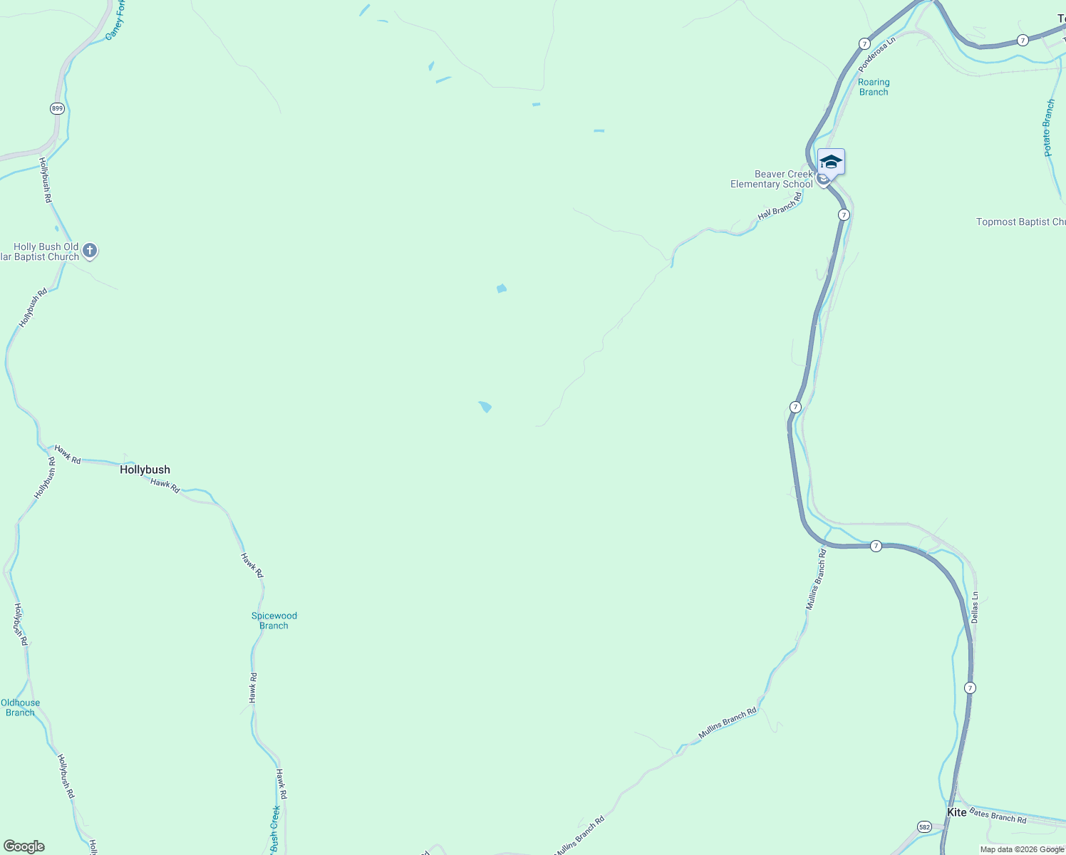 map of restaurants, bars, coffee shops, grocery stores, and more near 58 Hall Branch Road in Topmost