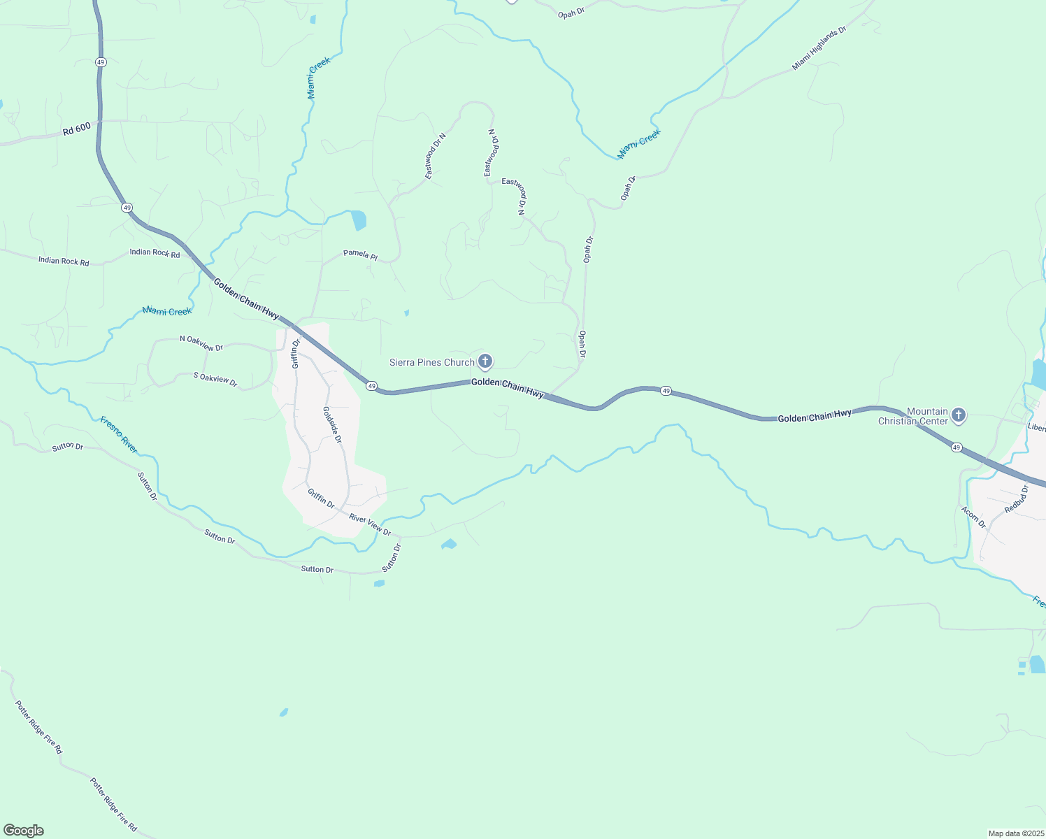 map of restaurants, bars, coffee shops, grocery stores, and more near 46616 Vista Del Rio Drive in Oakhurst