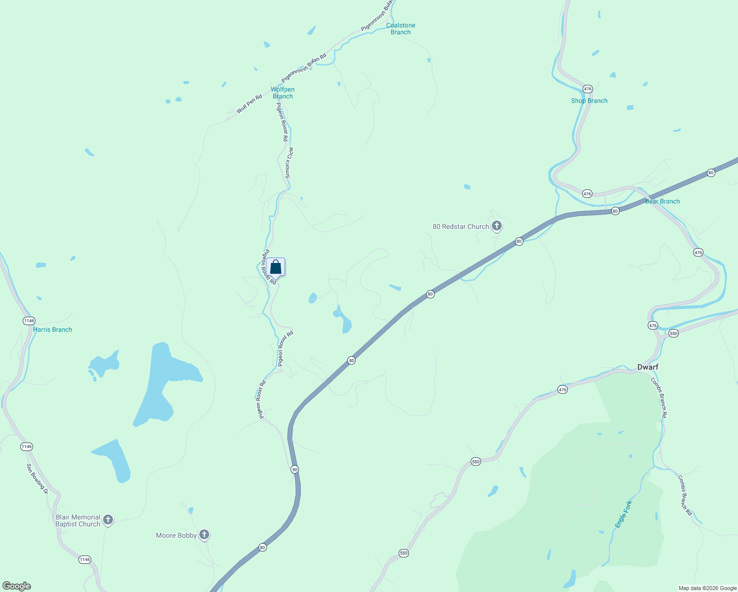map of restaurants, bars, coffee shops, grocery stores, and more near 206 Pine Valley Road in Hazard
