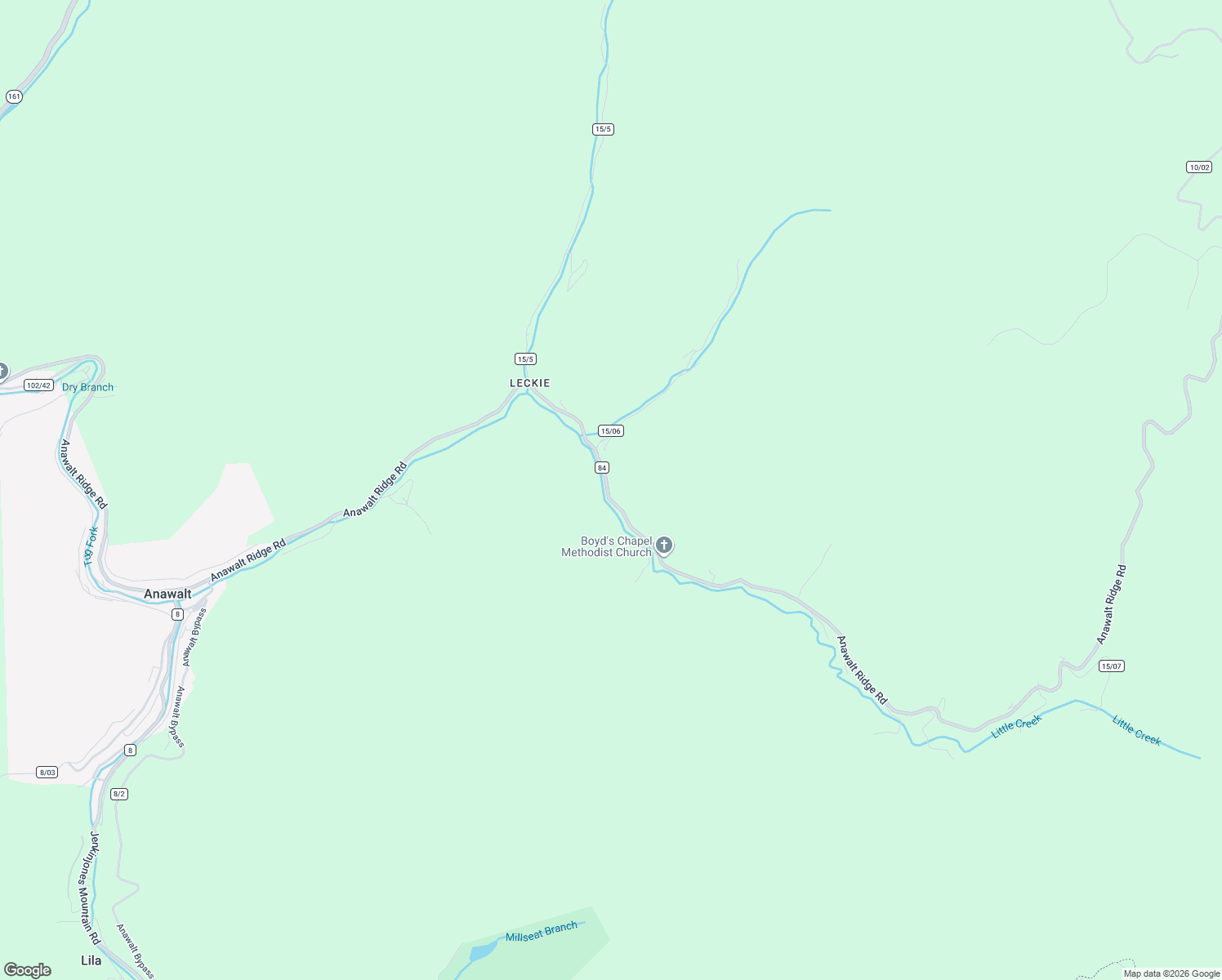 map of restaurants, bars, coffee shops, grocery stores, and more near 3549 Anawalt Ridge Road in Anawalt