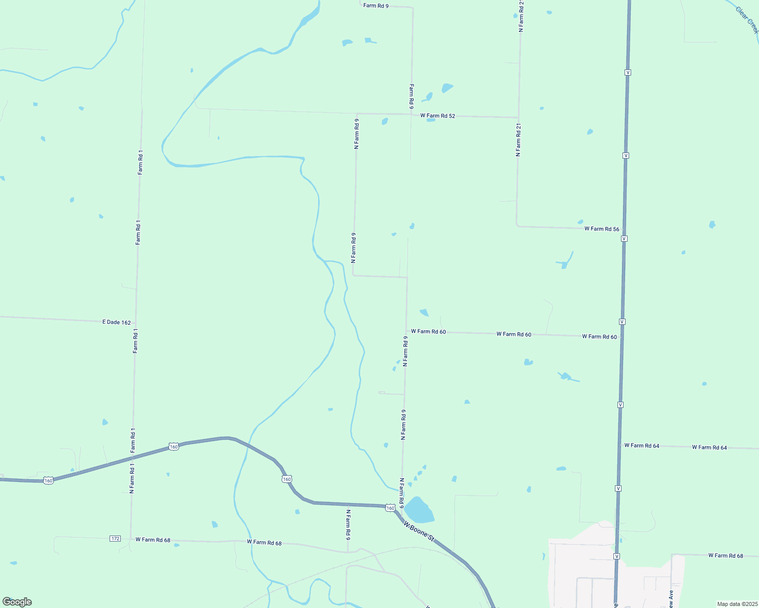 map of restaurants, bars, coffee shops, grocery stores, and more near 7519 North Farm Road 9 in Ash Grove