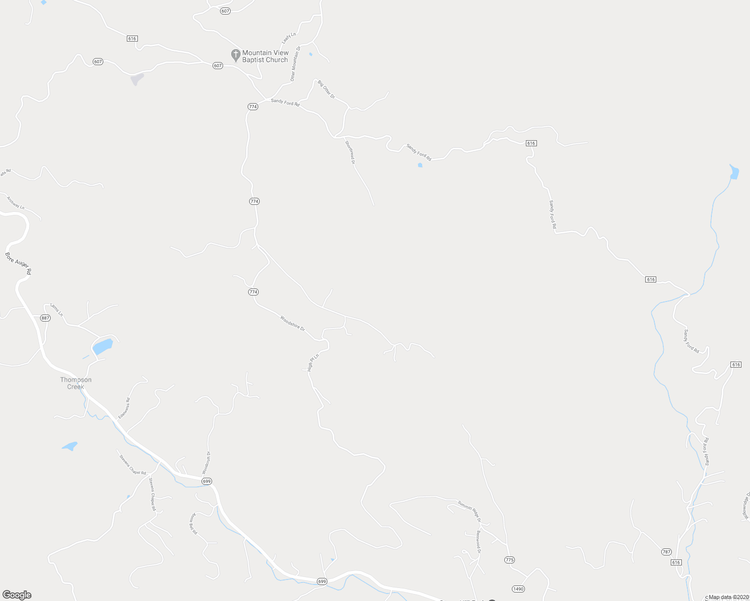 map of restaurants, bars, coffee shops, grocery stores, and more near 1852 Woodshire Drive in Blue Ridge