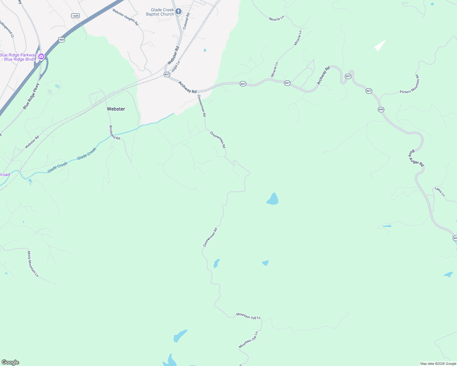 map of restaurants, bars, coffee shops, grocery stores, and more near 106 Pebbles Drive in Blue Ridge