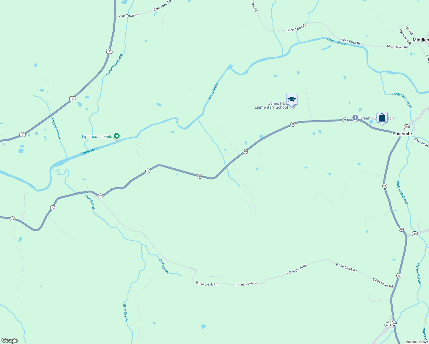 map of restaurants, bars, coffee shops, grocery stores, and more near East State Highway 70 in Liberty