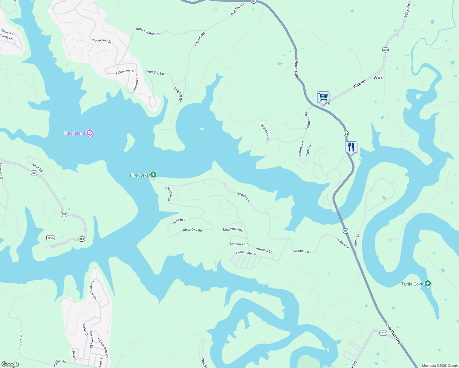 map of restaurants, bars, coffee shops, grocery stores, and more near 1300-1434 Robbin Lane in Hart