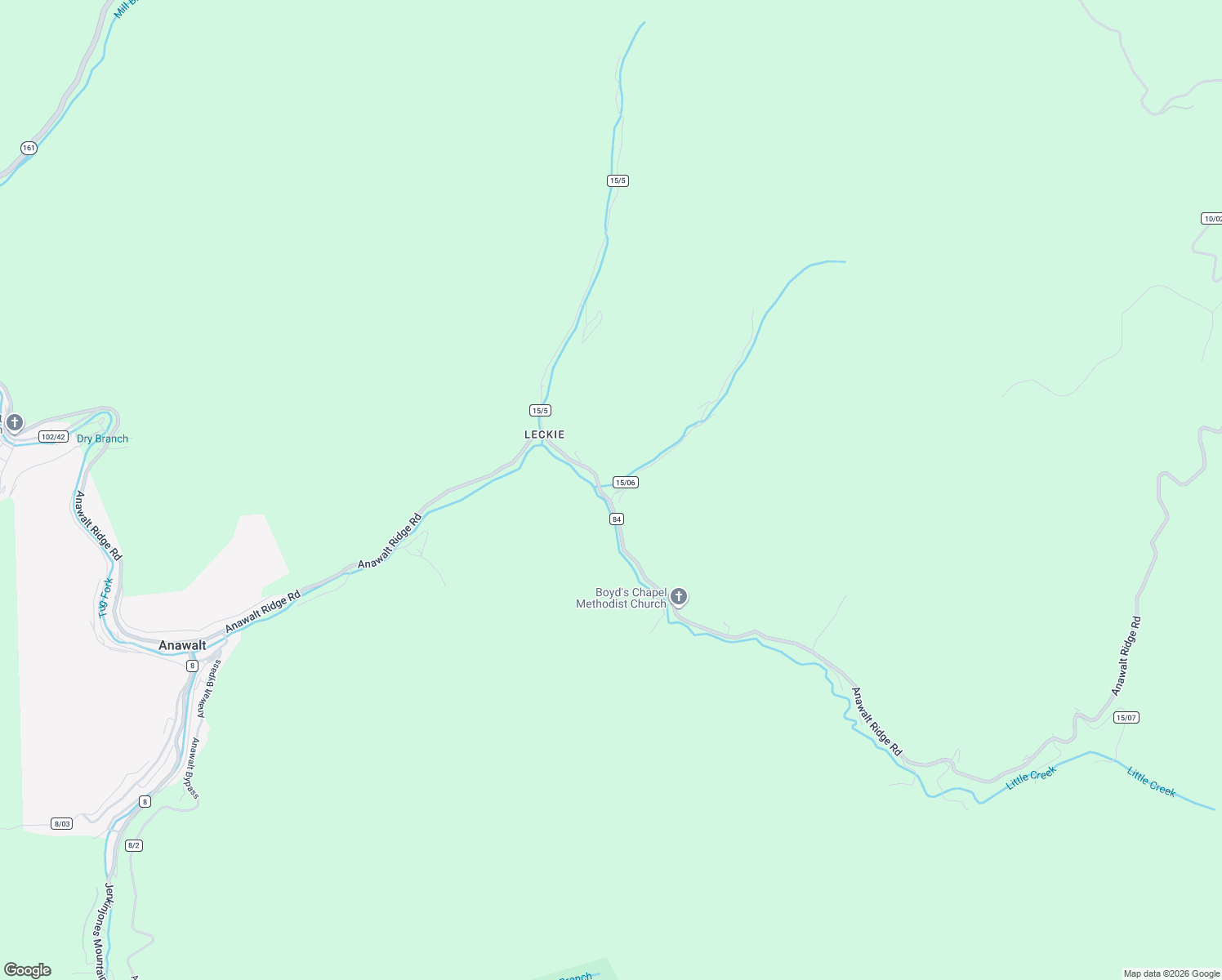 map of restaurants, bars, coffee shops, grocery stores, and more near 3549 Anawalt Ridge Road in Anawalt