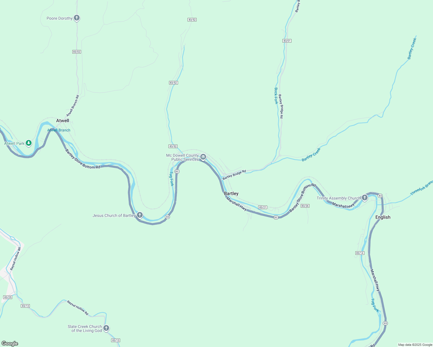 map of restaurants, bars, coffee shops, grocery stores, and more near in Bartley