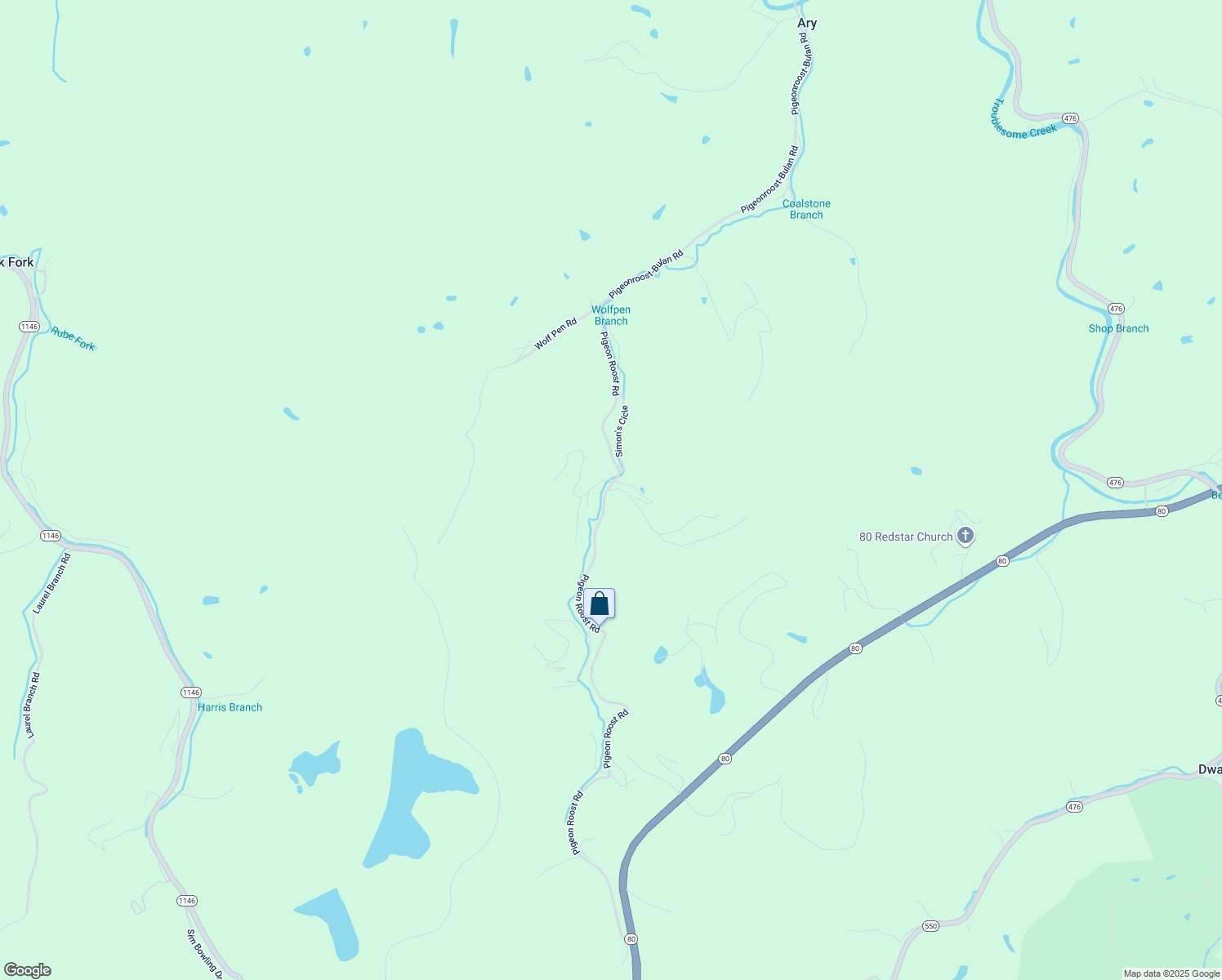 map of restaurants, bars, coffee shops, grocery stores, and more near Blacklick Hollow Road in Talcum