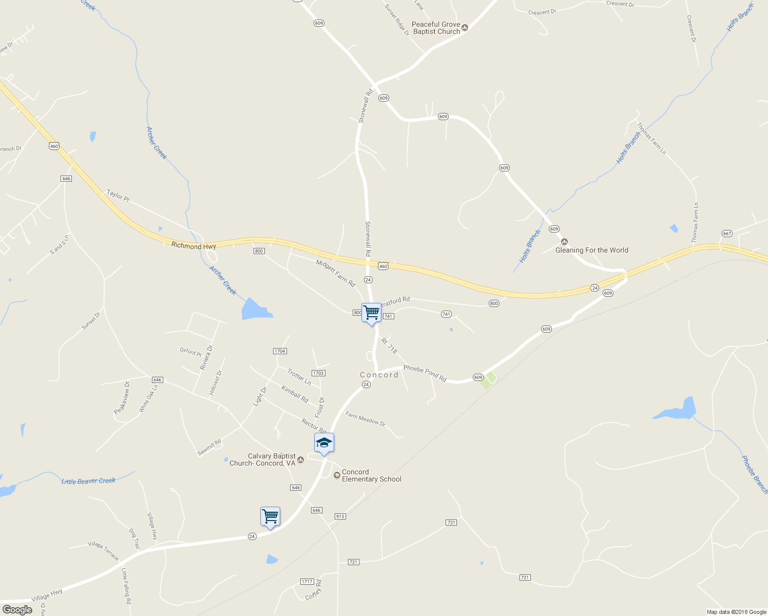 map of restaurants, bars, coffee shops, grocery stores, and more near 47 Stratford Road in Concord
