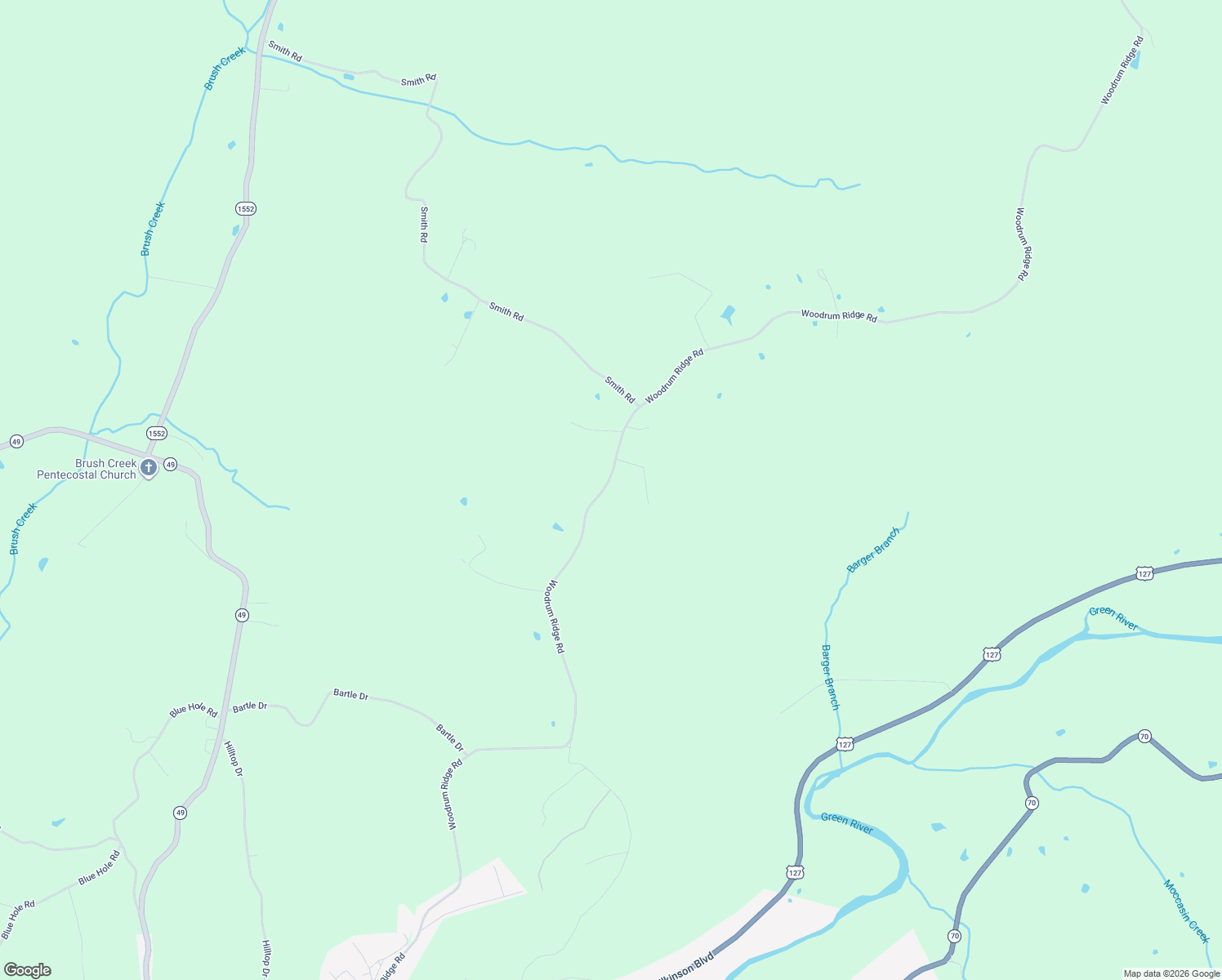 map of restaurants, bars, coffee shops, grocery stores, and more near 1356-2494 Woodrum Ridge Road in Liberty