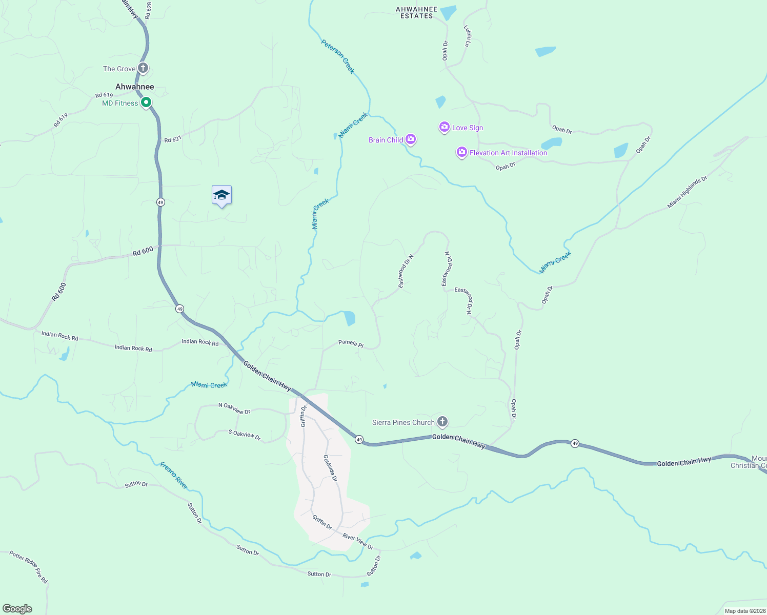map of restaurants, bars, coffee shops, grocery stores, and more near 41359 Pamela Place in Oakhurst