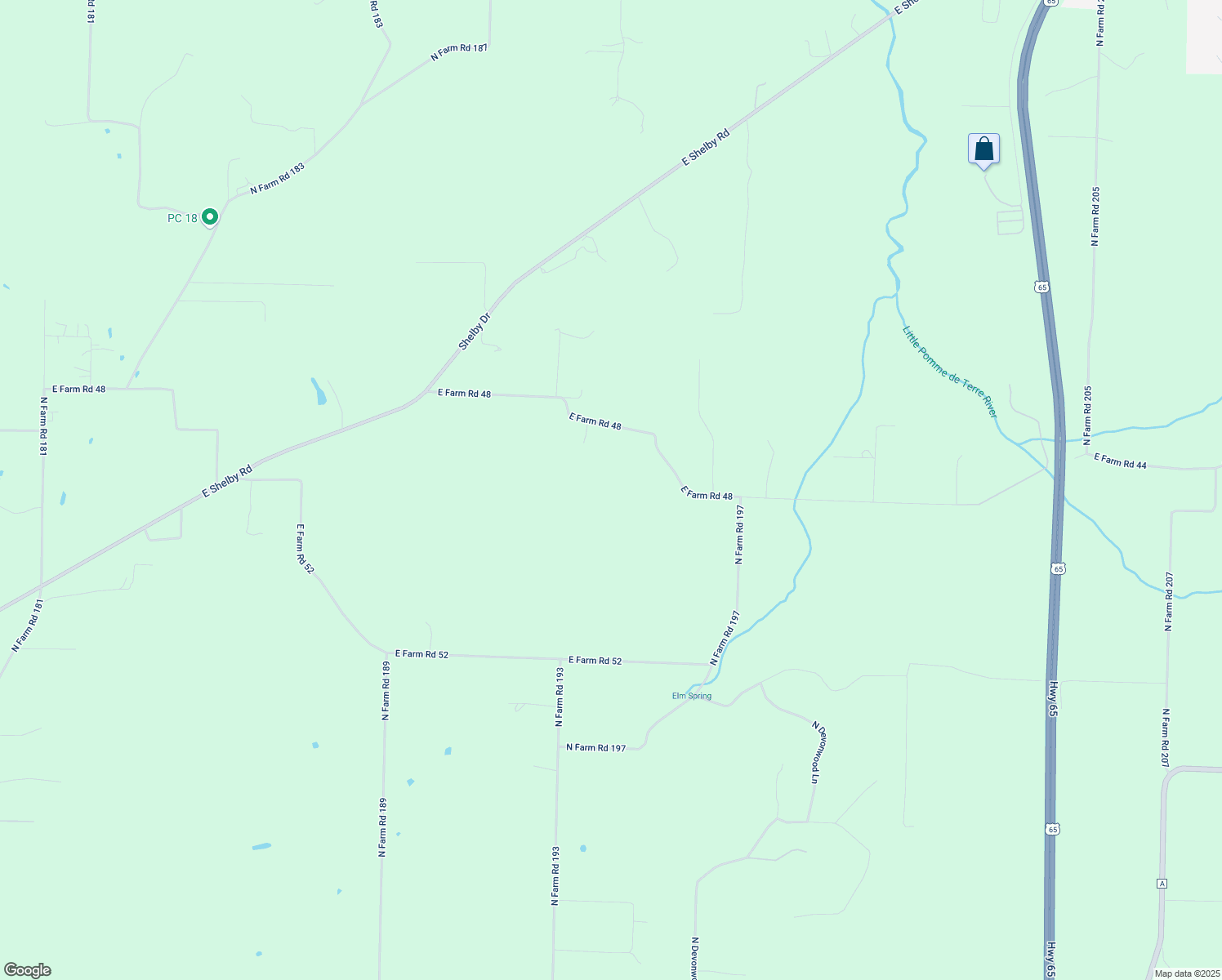map of restaurants, bars, coffee shops, grocery stores, and more near 8702 North Overland Lane in Fair Grove
