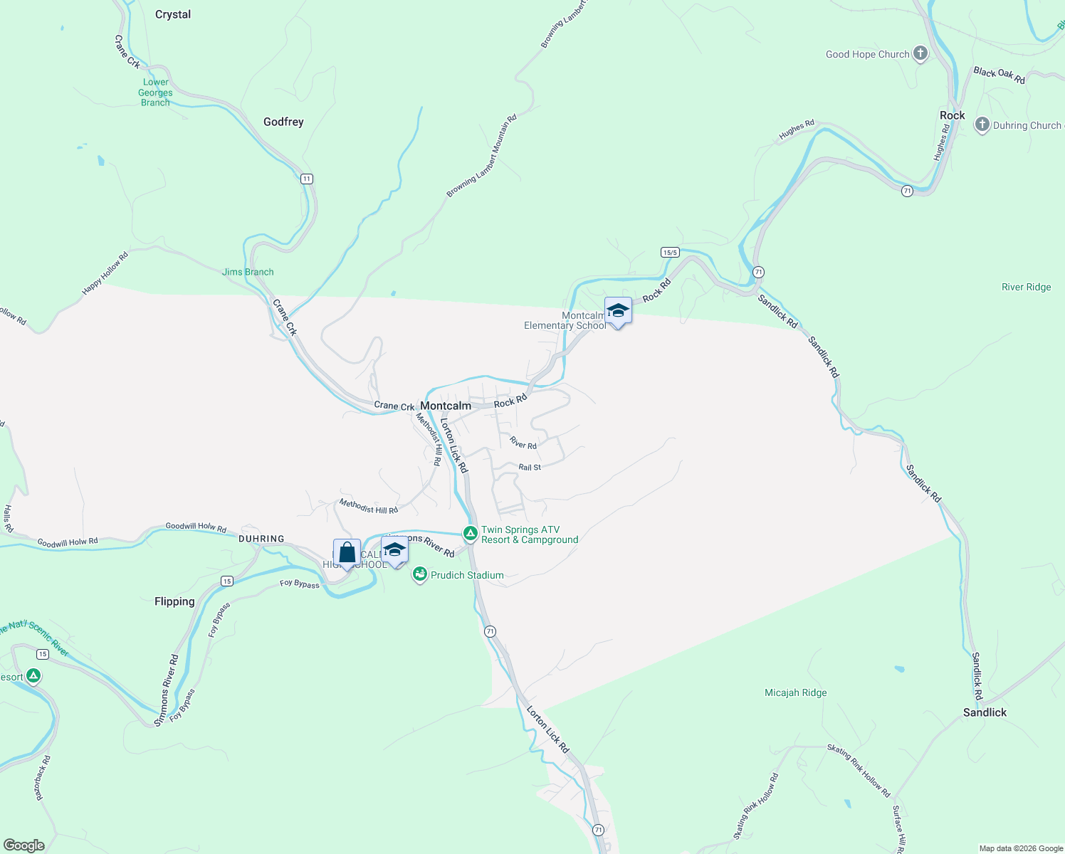 map of restaurants, bars, coffee shops, grocery stores, and more near County Highway 71/14 in Montcalm