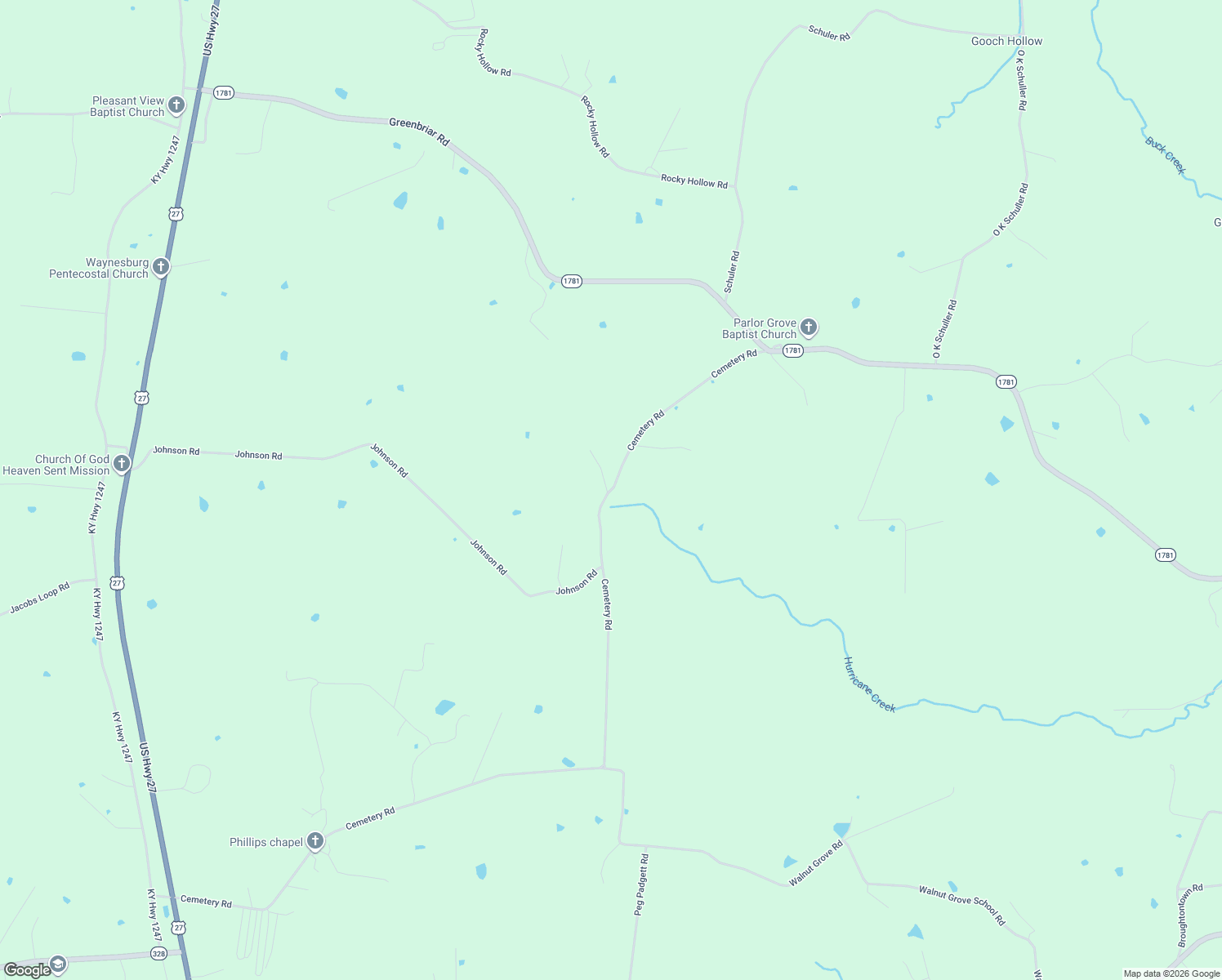 map of restaurants, bars, coffee shops, grocery stores, and more near 2395 Cemetery Road in Waynesburg