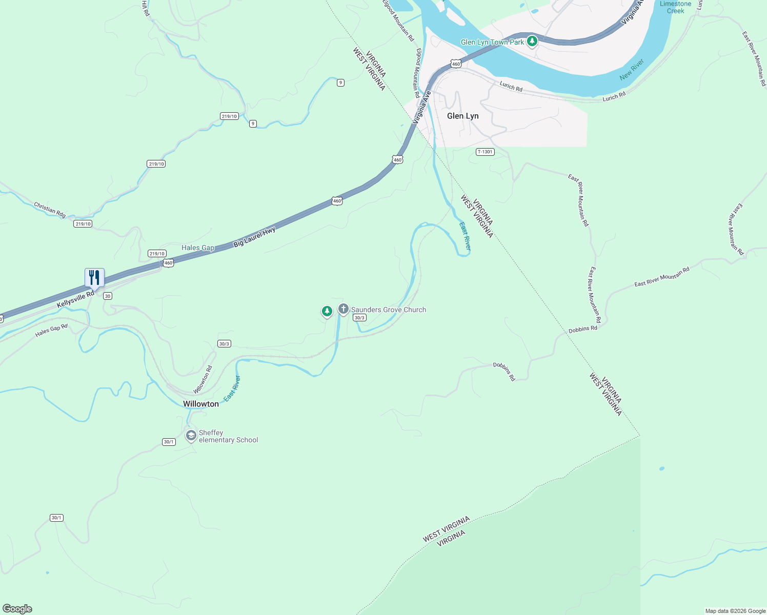 map of restaurants, bars, coffee shops, grocery stores, and more near 1163 County Highway 30/3 in Princeton