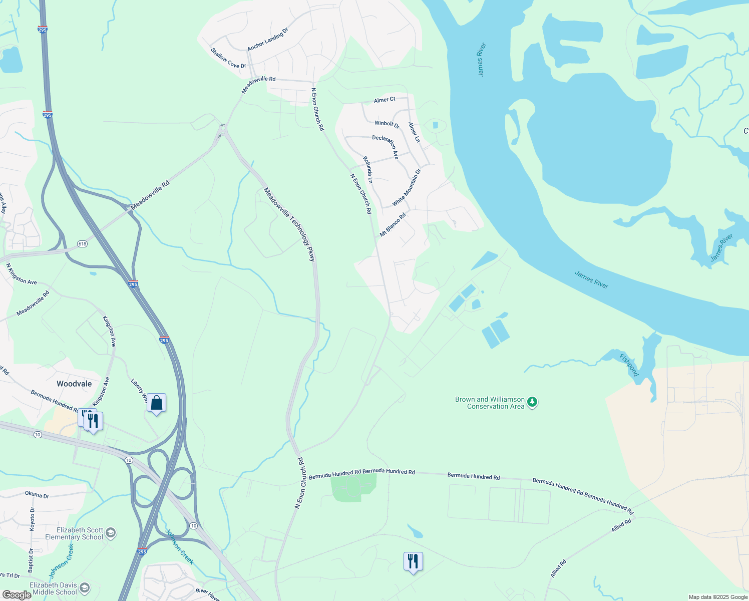 map of restaurants, bars, coffee shops, grocery stores, and more near 2105 Tazewell Ave in Chester