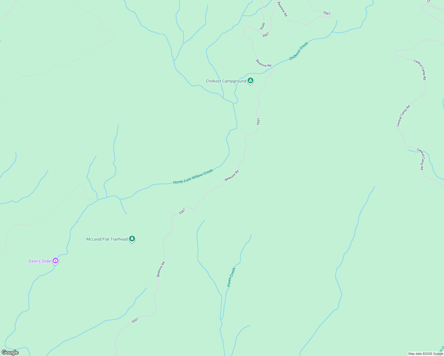 map of restaurants, bars, coffee shops, grocery stores, and more near 67922 Beasore Road in Bass Lake