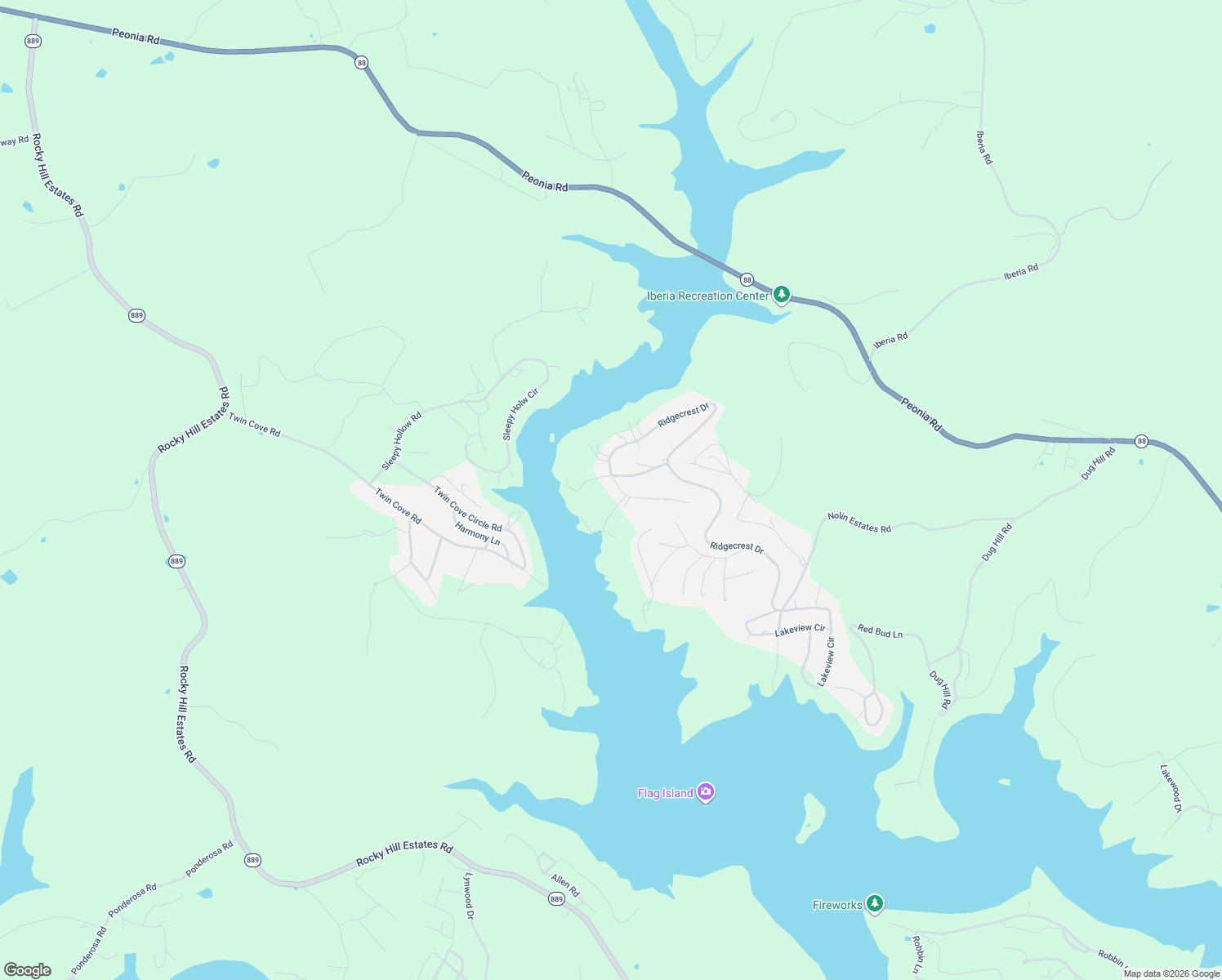map of restaurants, bars, coffee shops, grocery stores, and more near 1-199 Lower Ridgecrest Drive in Clarkson