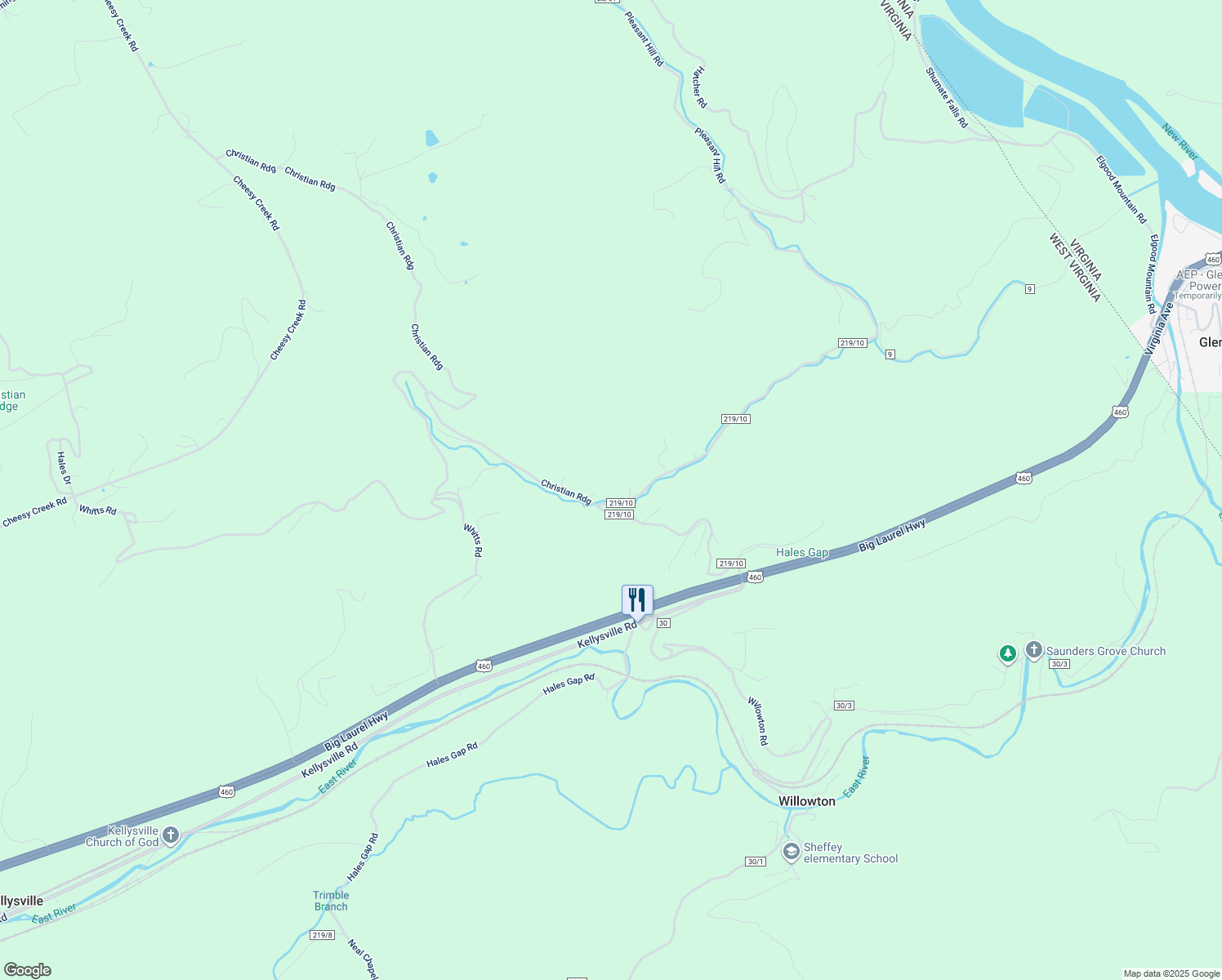 map of restaurants, bars, coffee shops, grocery stores, and more near 885 Adairs Run Road in Princeton