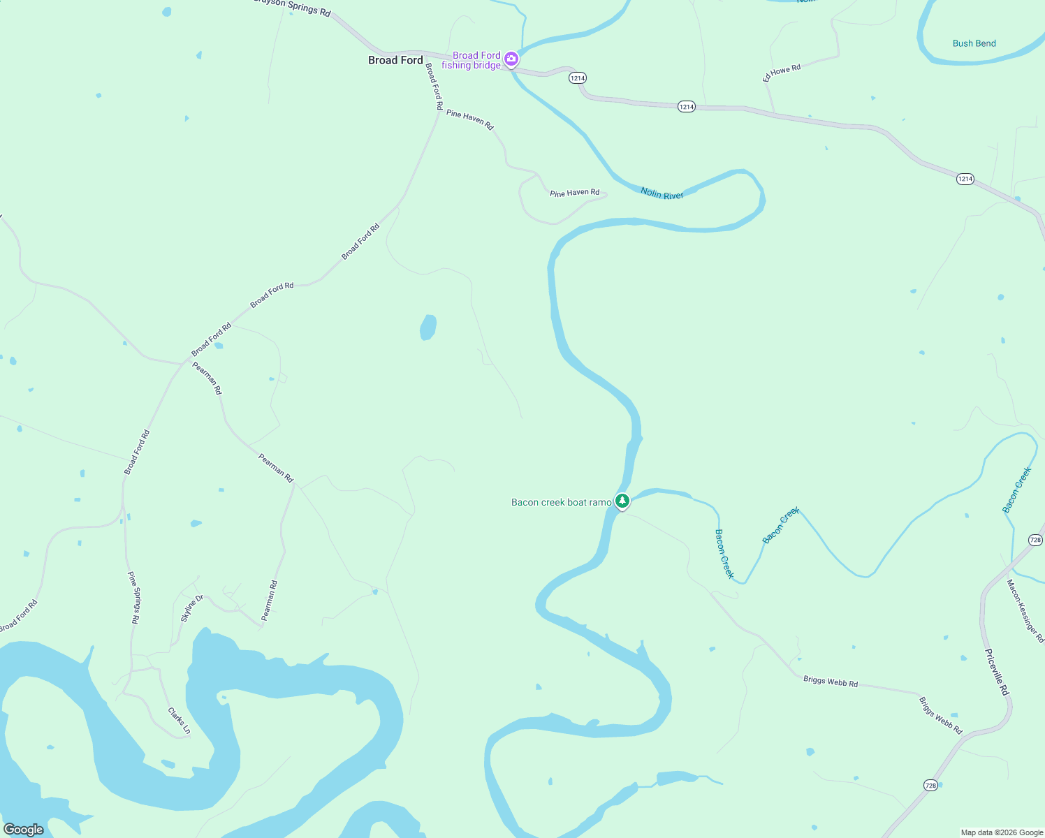 map of restaurants, bars, coffee shops, grocery stores, and more near Webb Ford Road in Clarkson