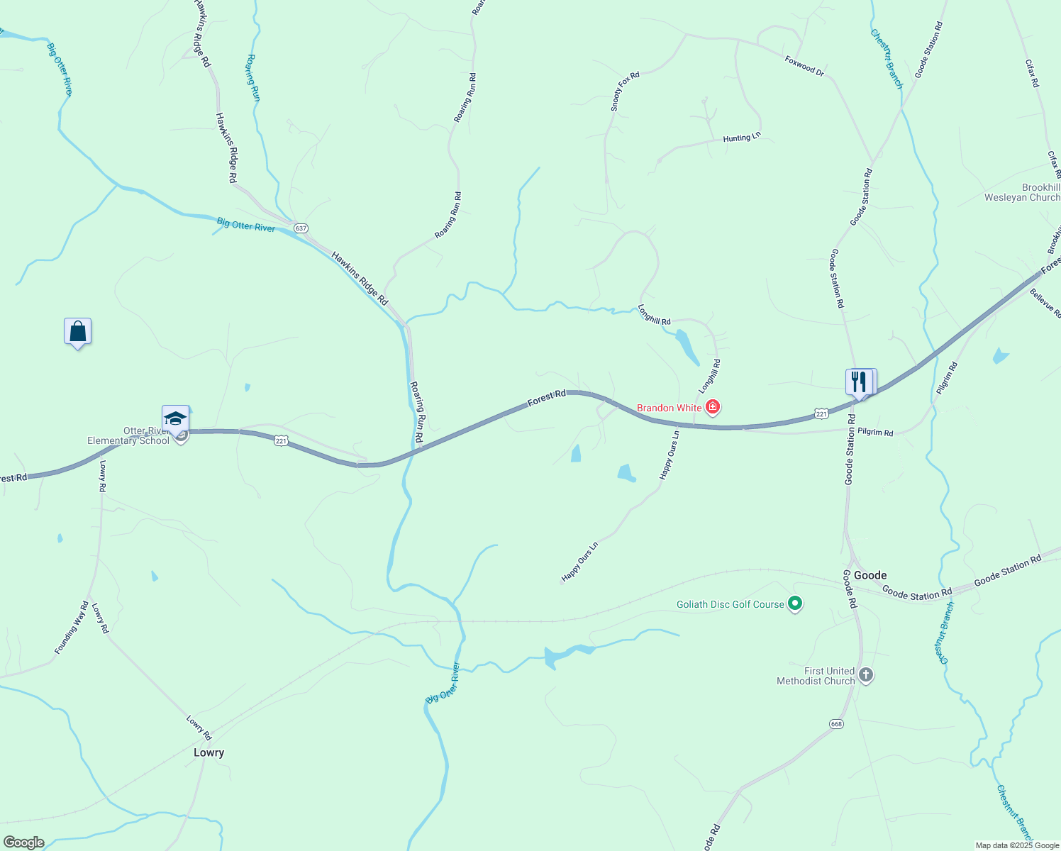 map of restaurants, bars, coffee shops, grocery stores, and more near 104 New Kent Drive in Goode