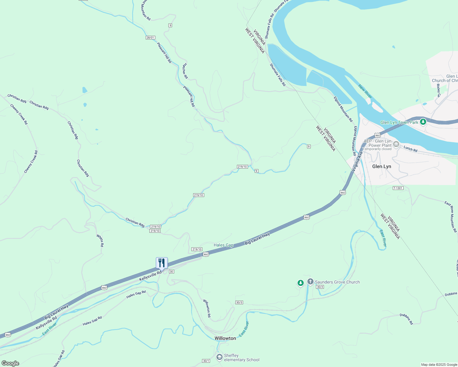 map of restaurants, bars, coffee shops, grocery stores, and more near 1609 Adairs Run Road in Princeton